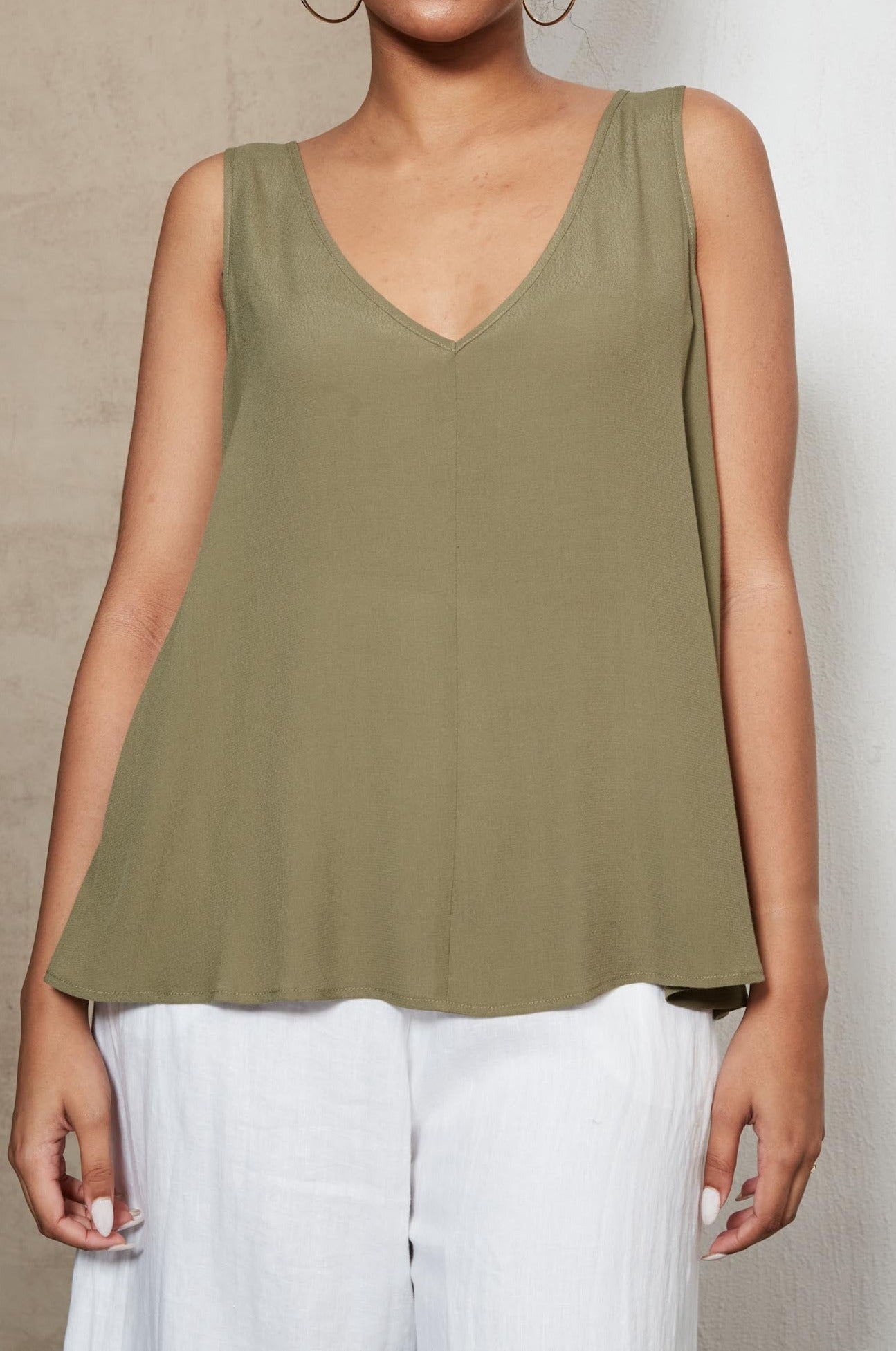 Plumeria Tank - Moss - eb&ive Clothing - Top Sleeveless