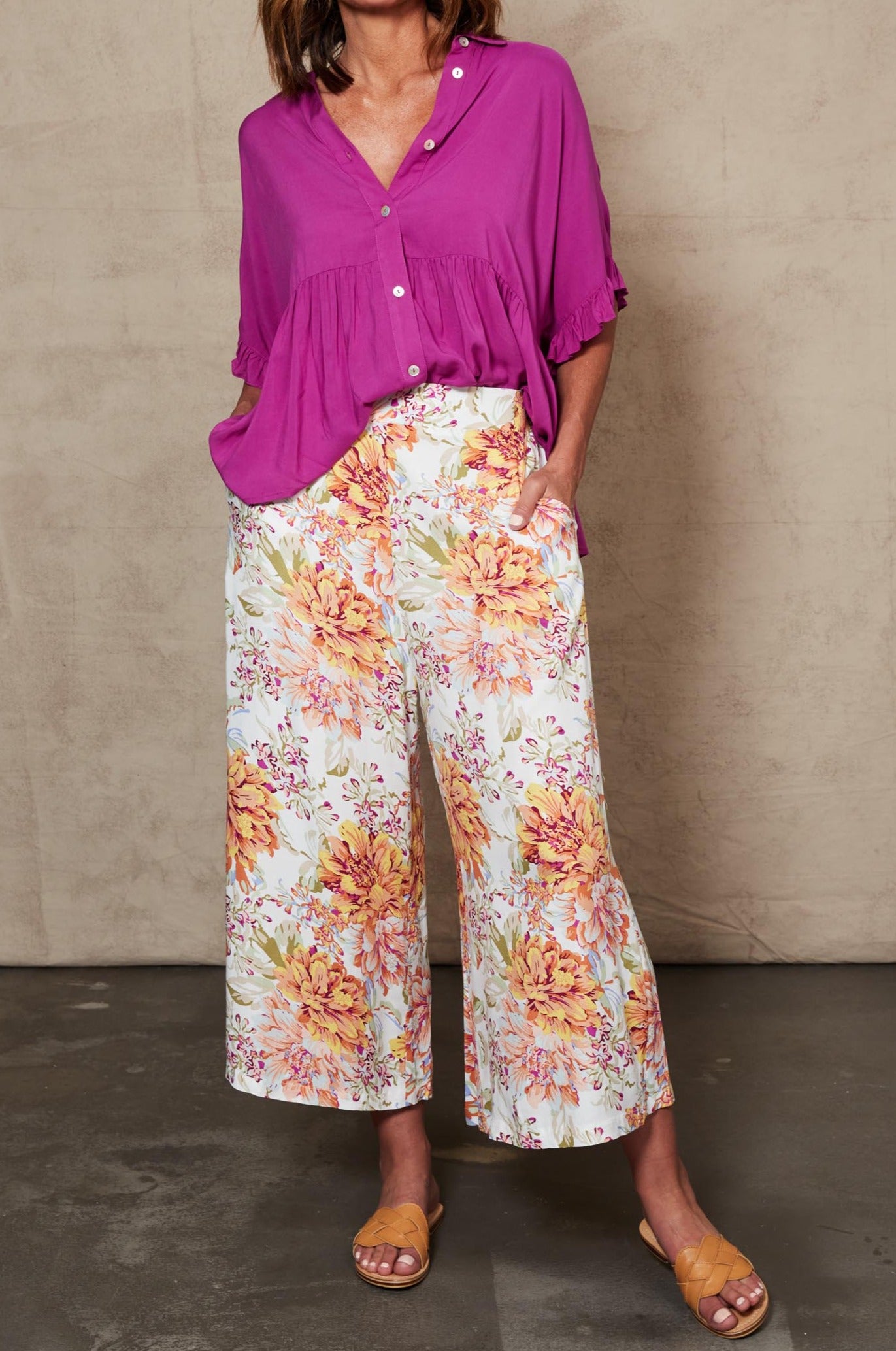 Plumeria Pant - Salt Jardin - eb&ive Clothing - Pant Relaxed Crop