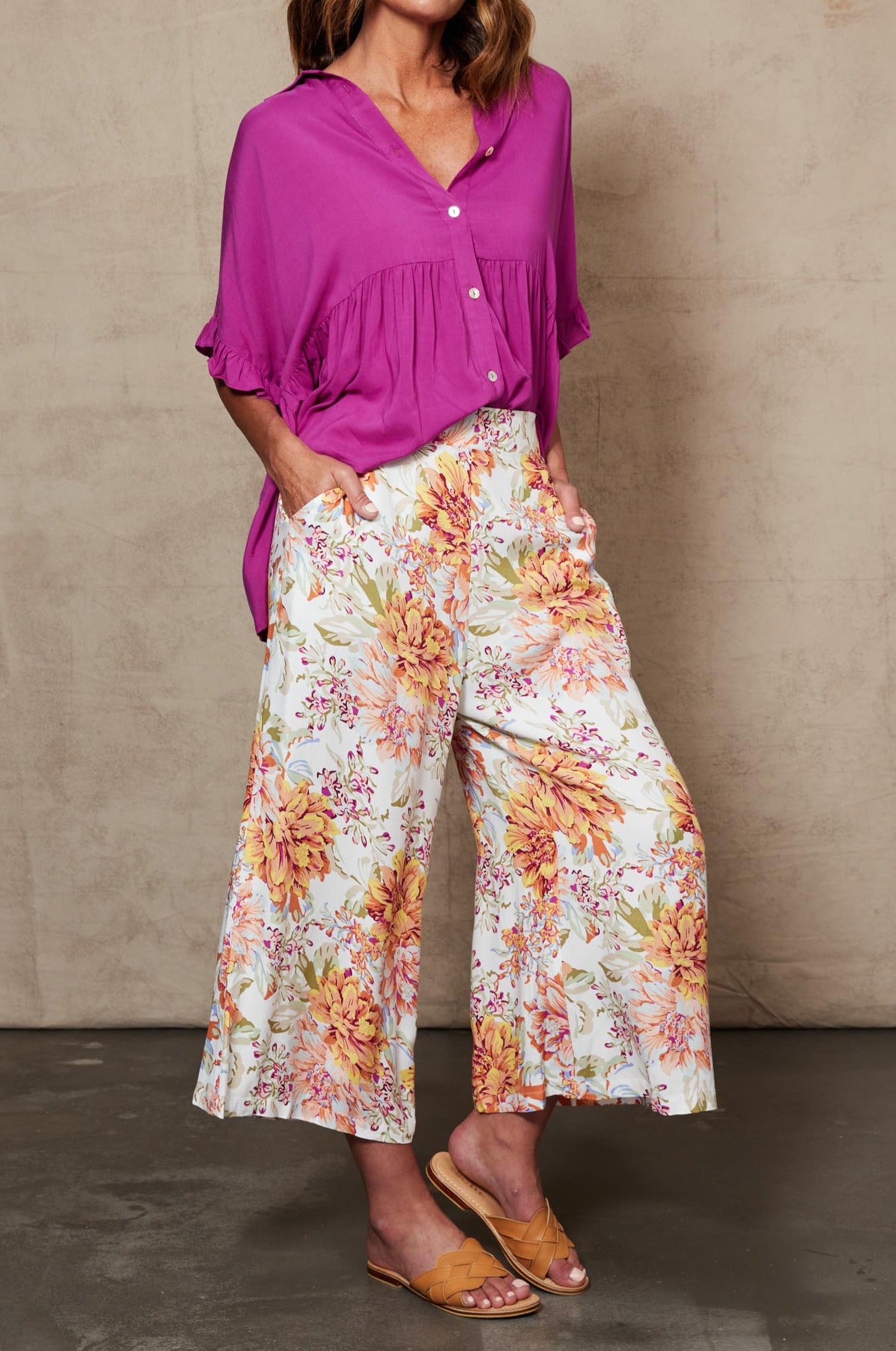 Plumeria Pant - Salt Jardin - eb&ive Clothing - Pant Relaxed Crop