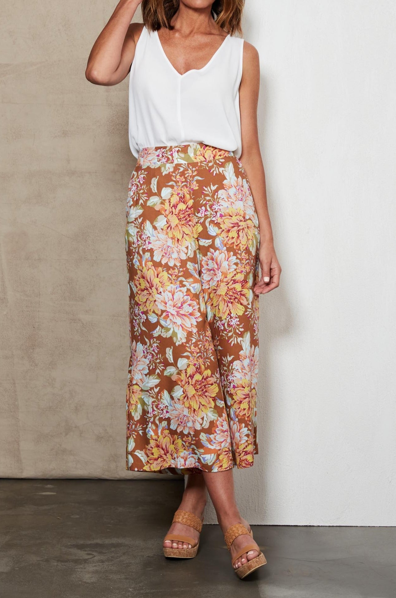 Plumeria Pant - Clay Jardin - eb&ive Clothing - Pant Relaxed Crop