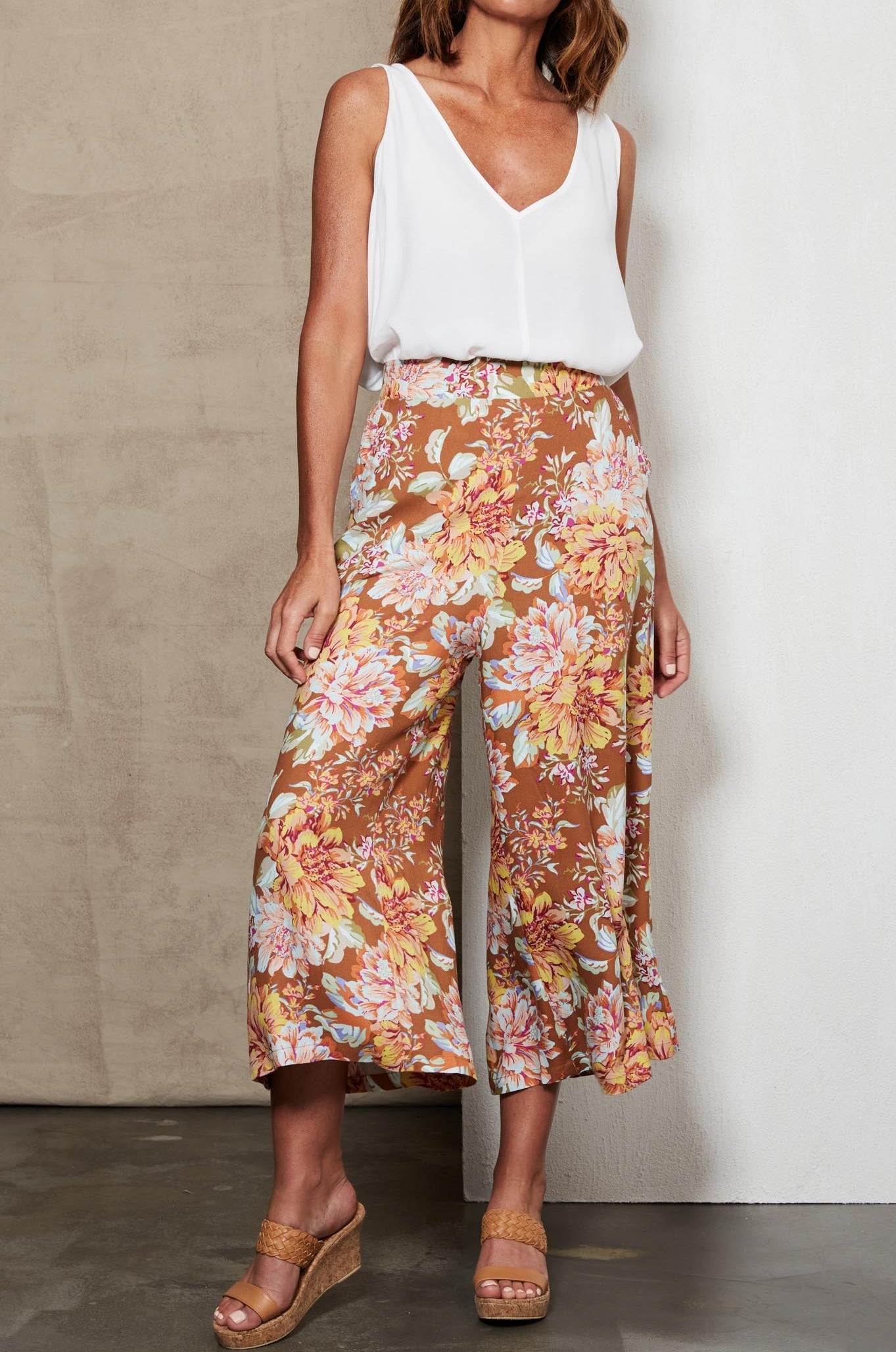 Plumeria Pant - Clay Jardin - eb&ive Clothing - Pant Relaxed Crop