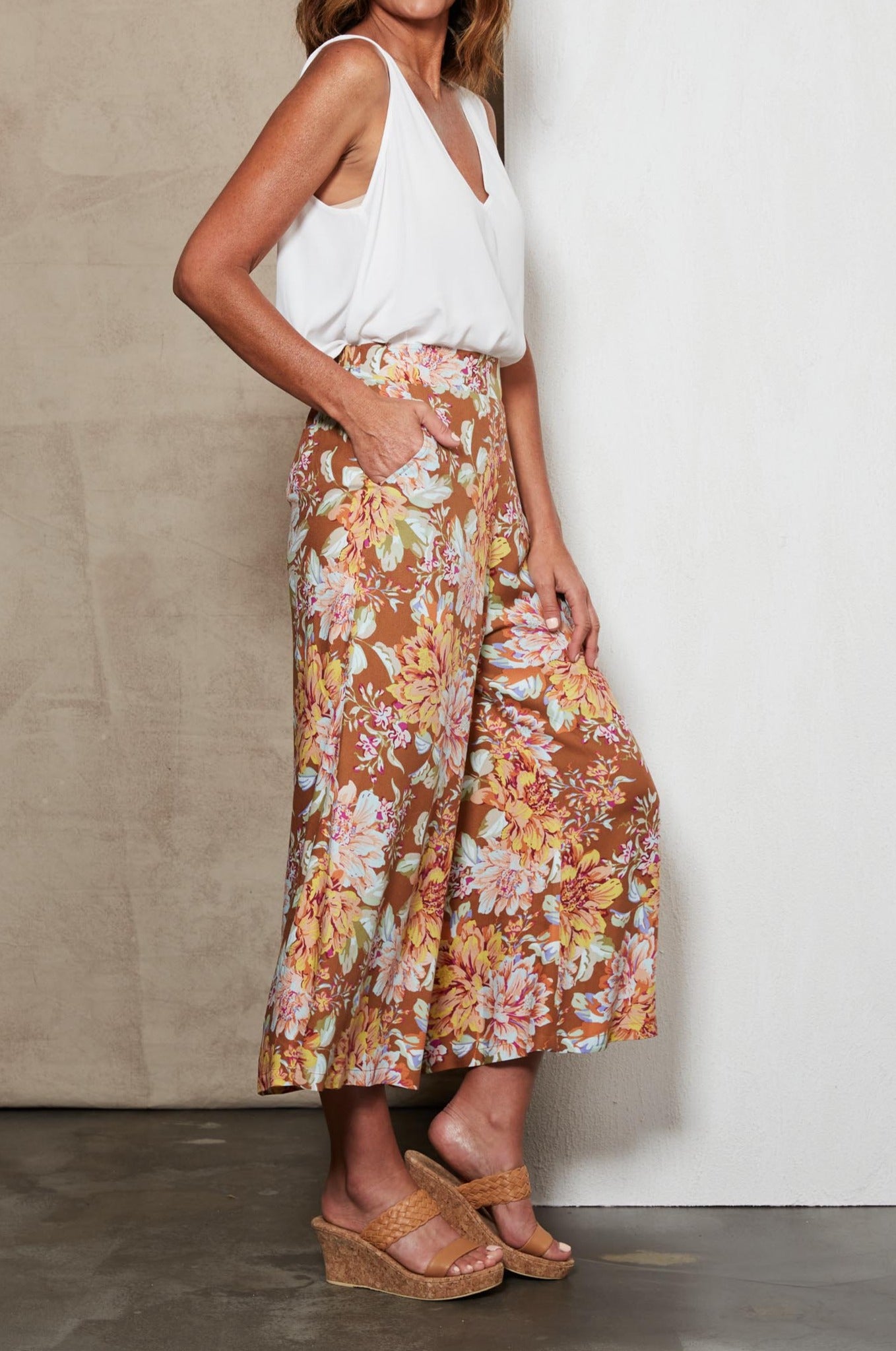 Plumeria Pant - Clay Jardin - eb&ive Clothing - Pant Relaxed Crop