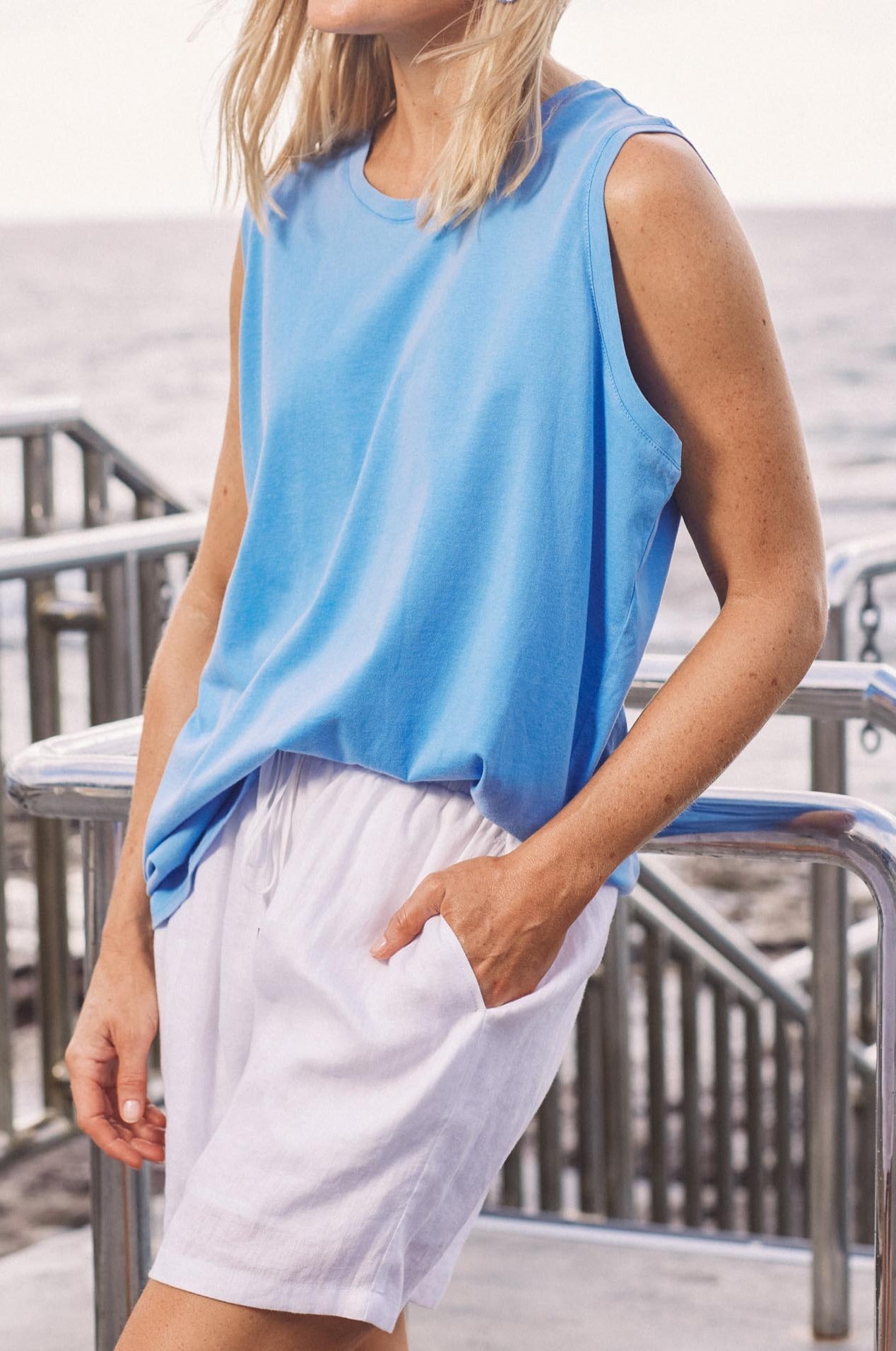 Marra Singlet - Bleu - eb&ive Clothing - Top Sleeveless