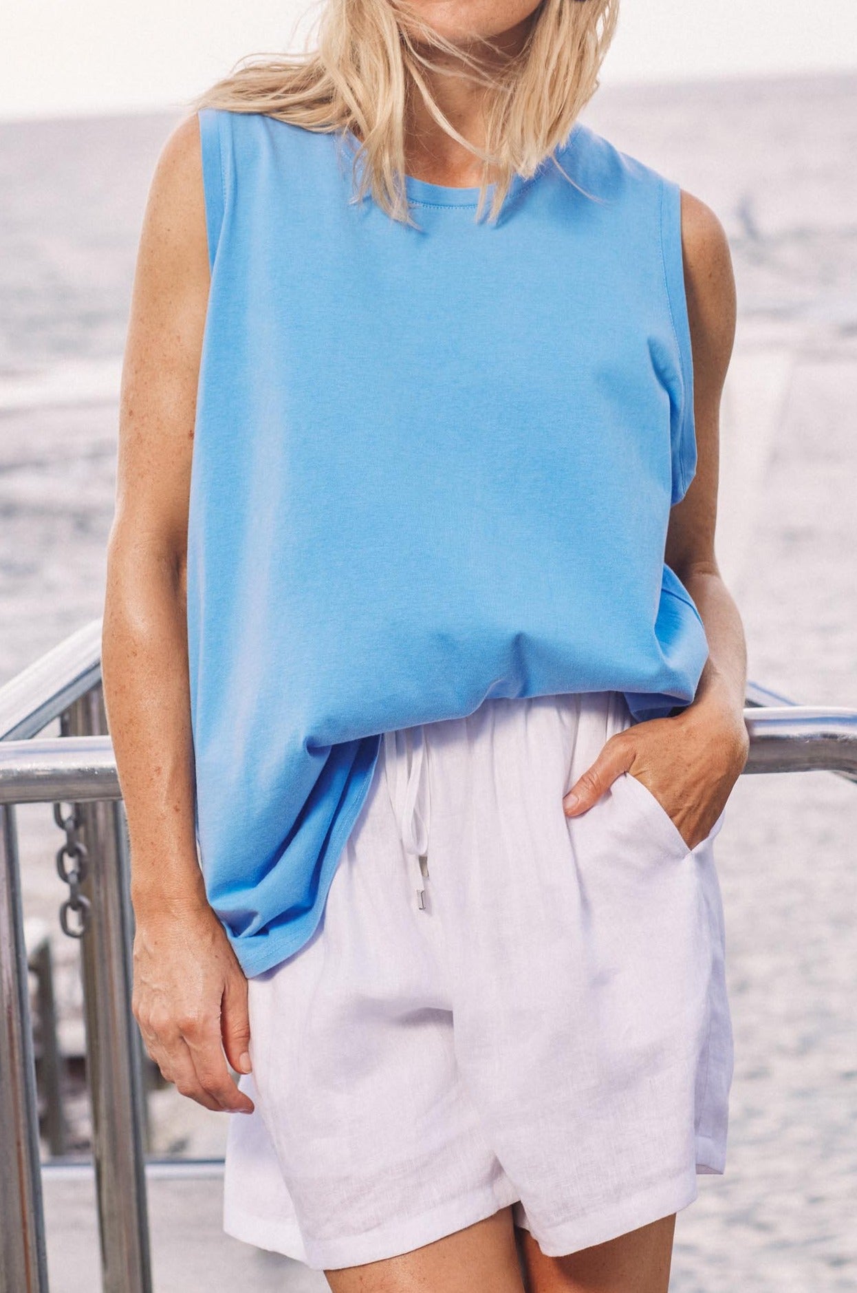 Marra Singlet - Bleu - eb&ive Clothing - Top Sleeveless