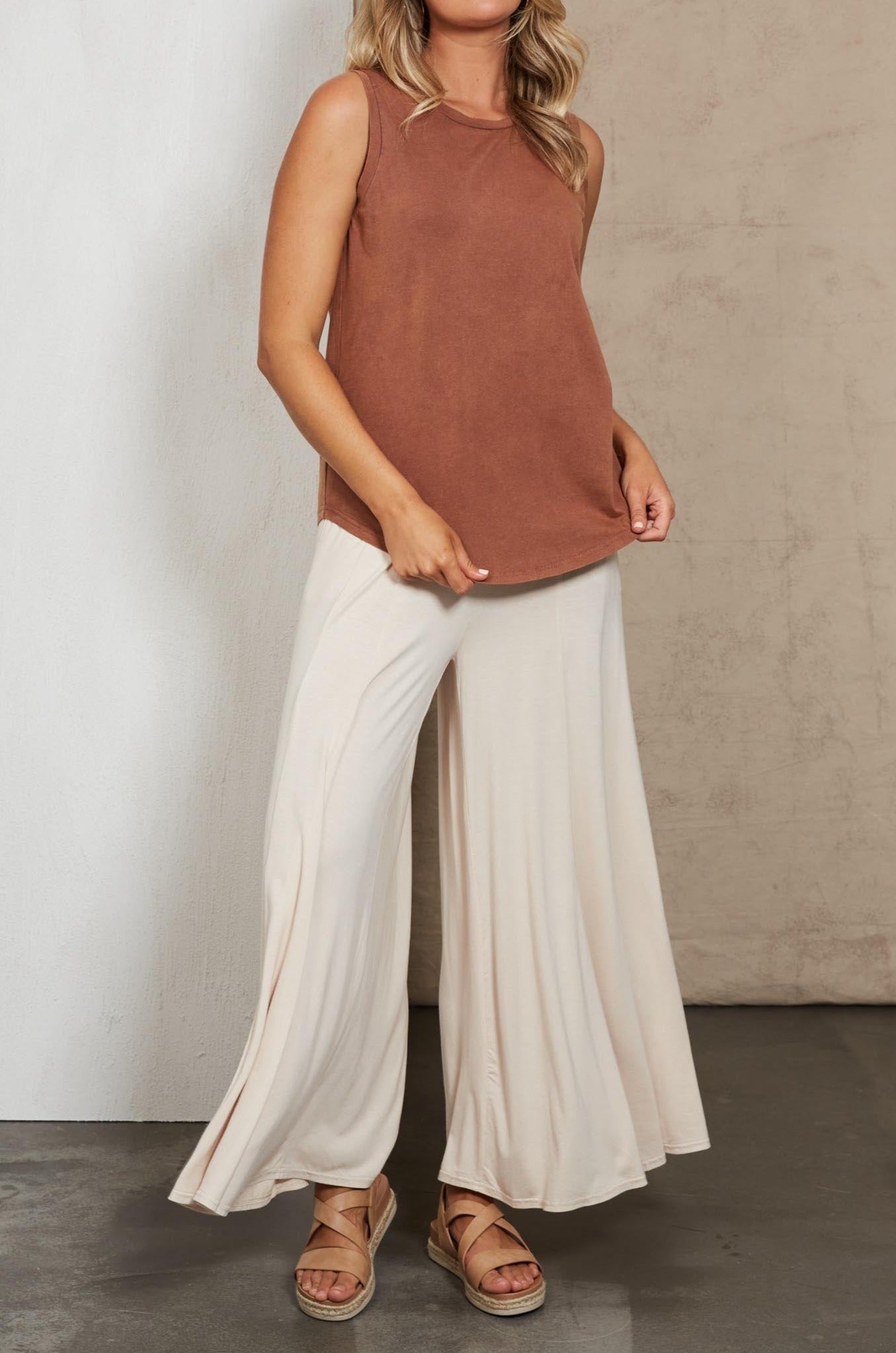 Marra Singlet - Mocha - eb&ive Clothing - Top Sleeveless