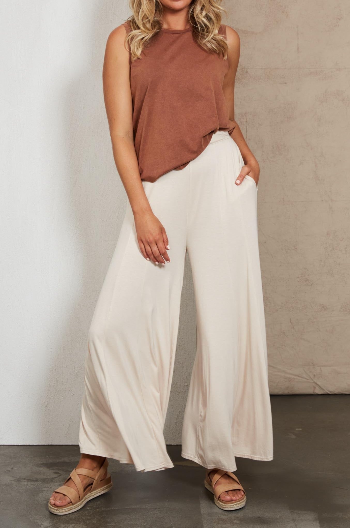 Zinnia Wide Leg Pant - Tusk - eb&ive Clothing - Pant Wide