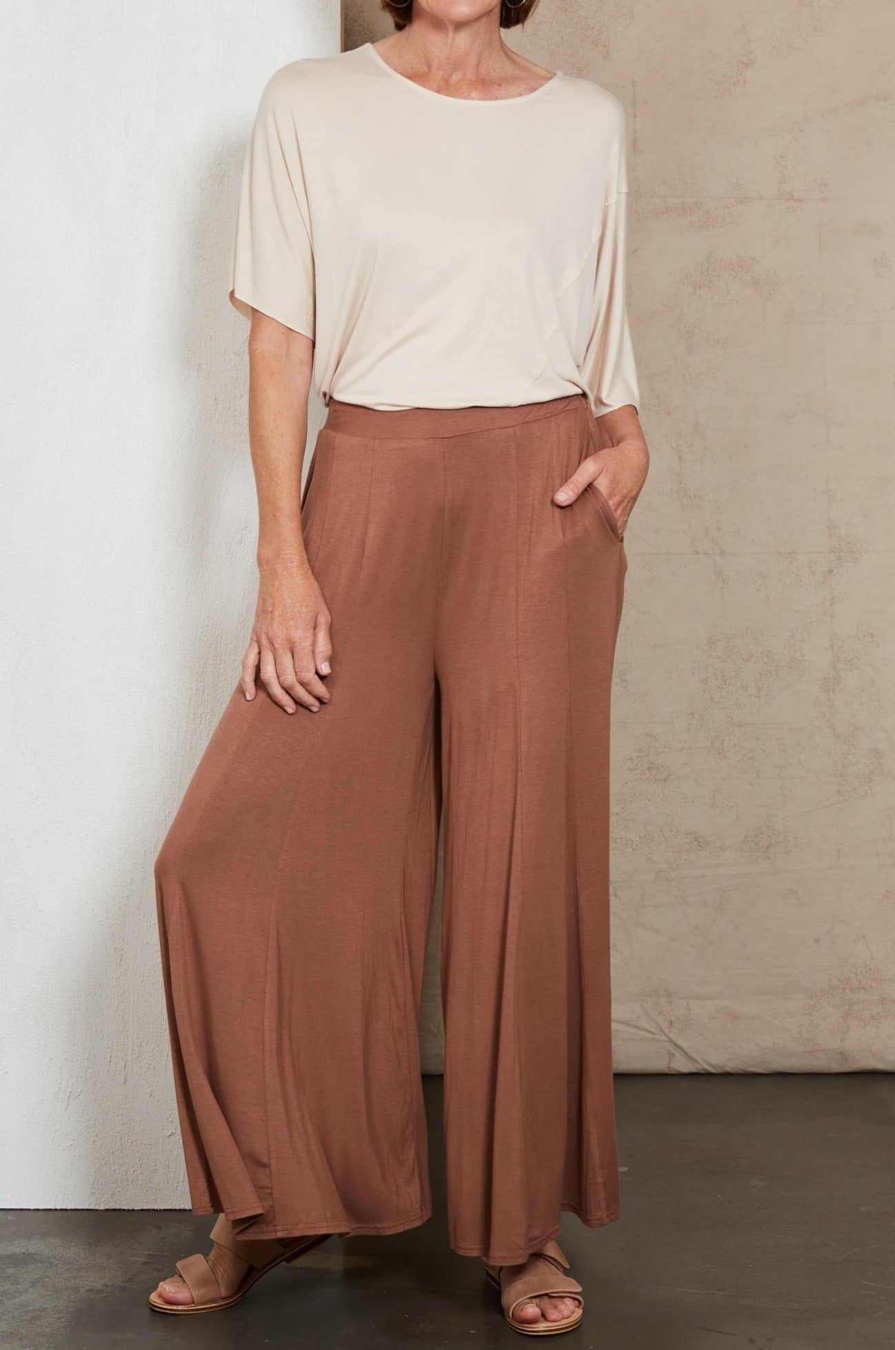 Zinnia Wide Leg Pant - Mocha - eb&ive Clothing - Pant Wide