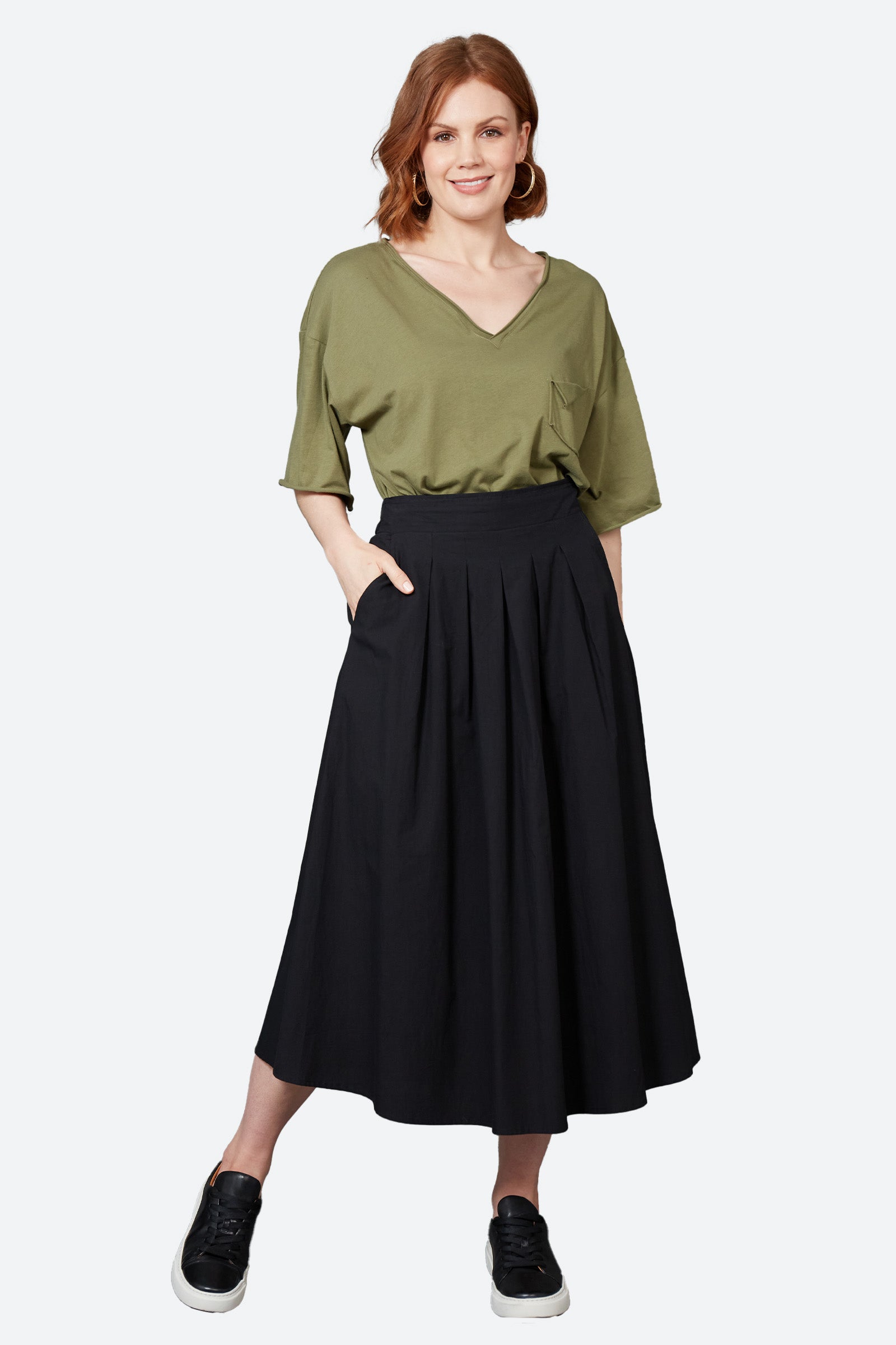 Studio Pleat Skirt - Ebony - eb&ive Clothing - Skirt Maxi