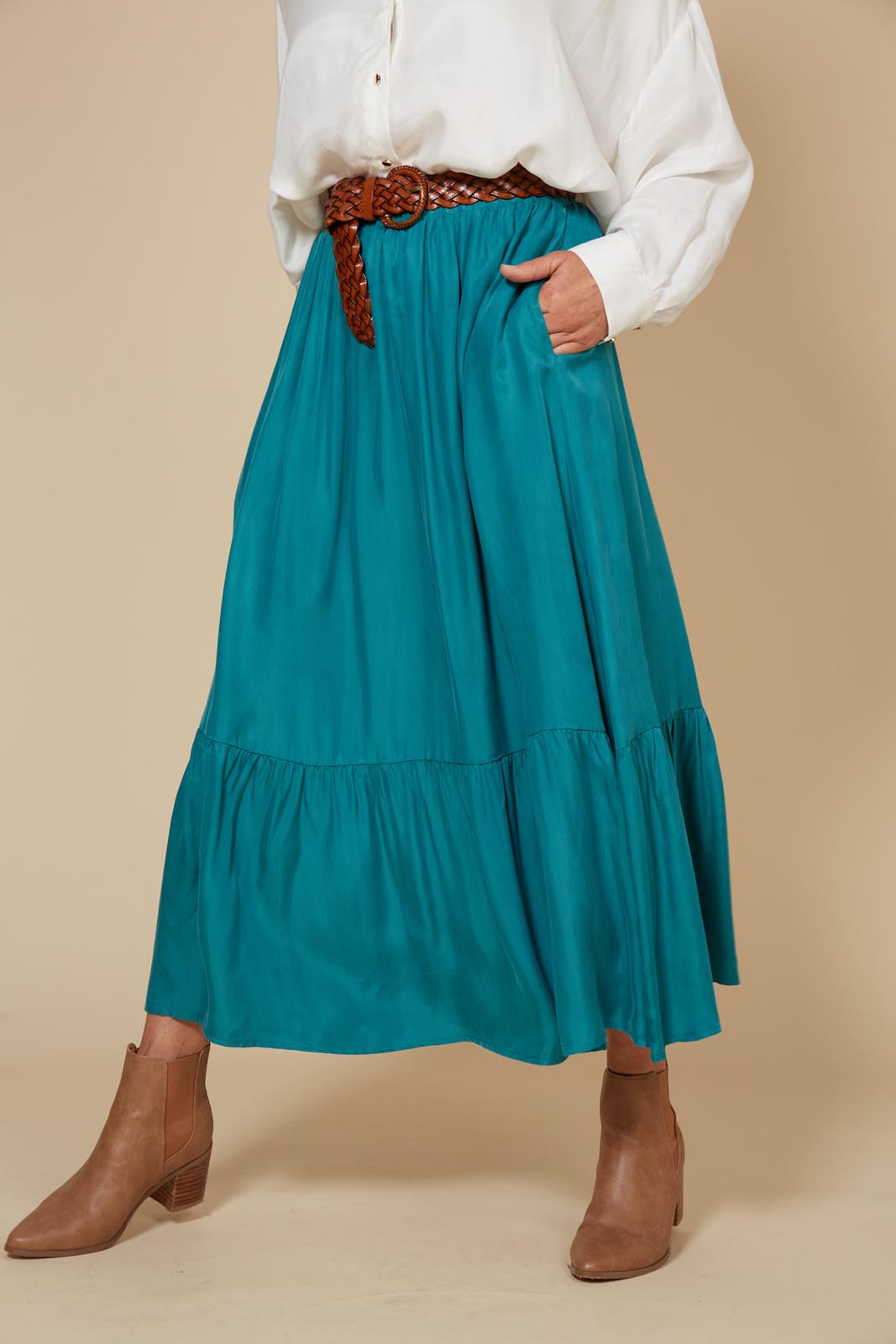 Vienetta Maxi Skirt - Teal - eb&ive Clothing - Skirt Maxi