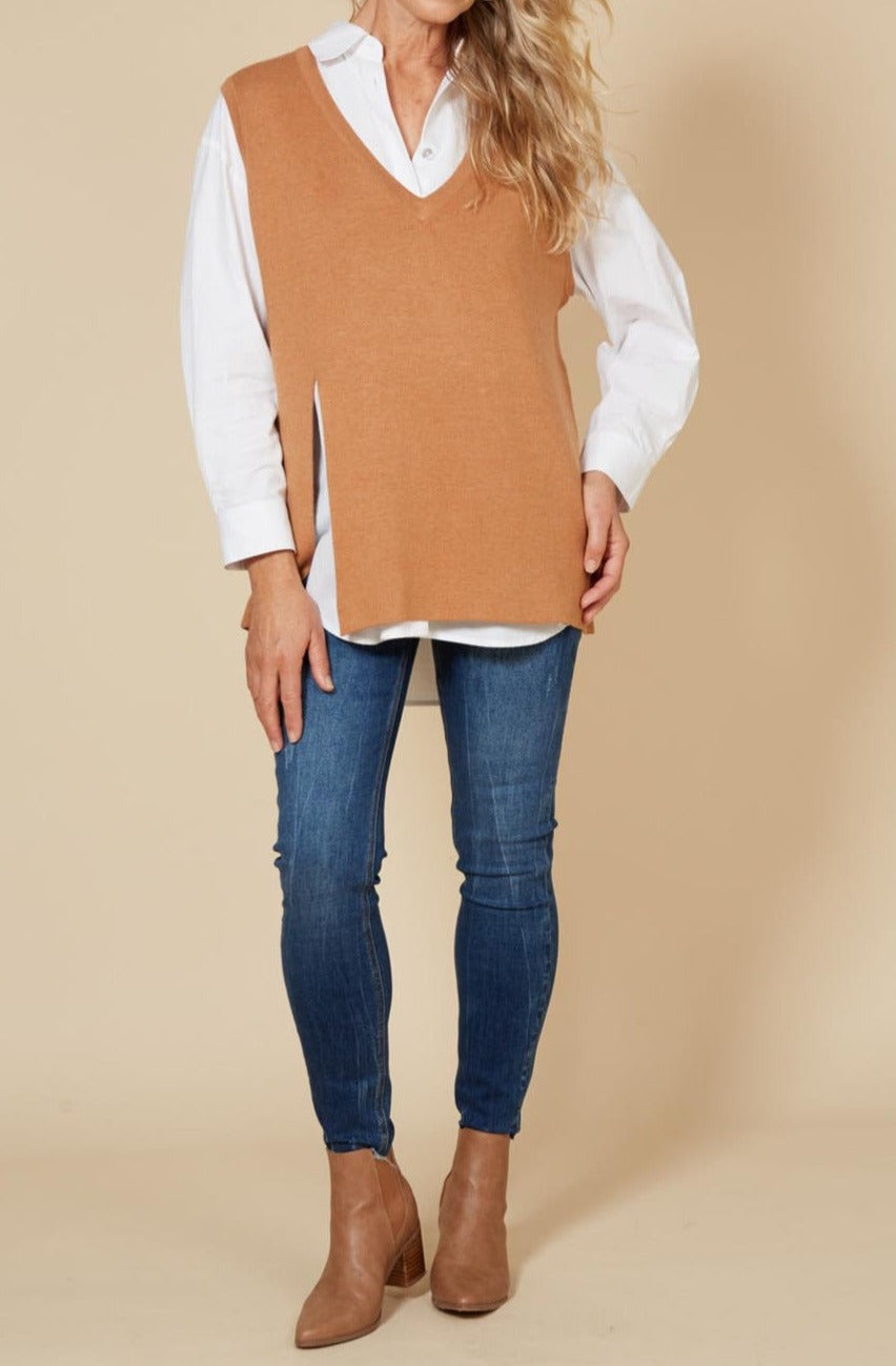 Cleo Vest - Caramel - eb&ive Clothing - Knit Vest