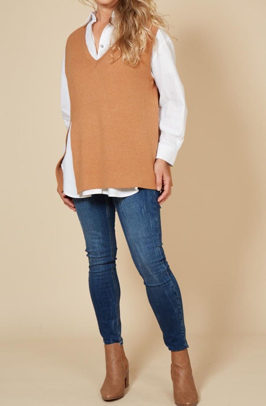 Cleo Vest - Caramel - eb&ive Clothing - Knit Vest