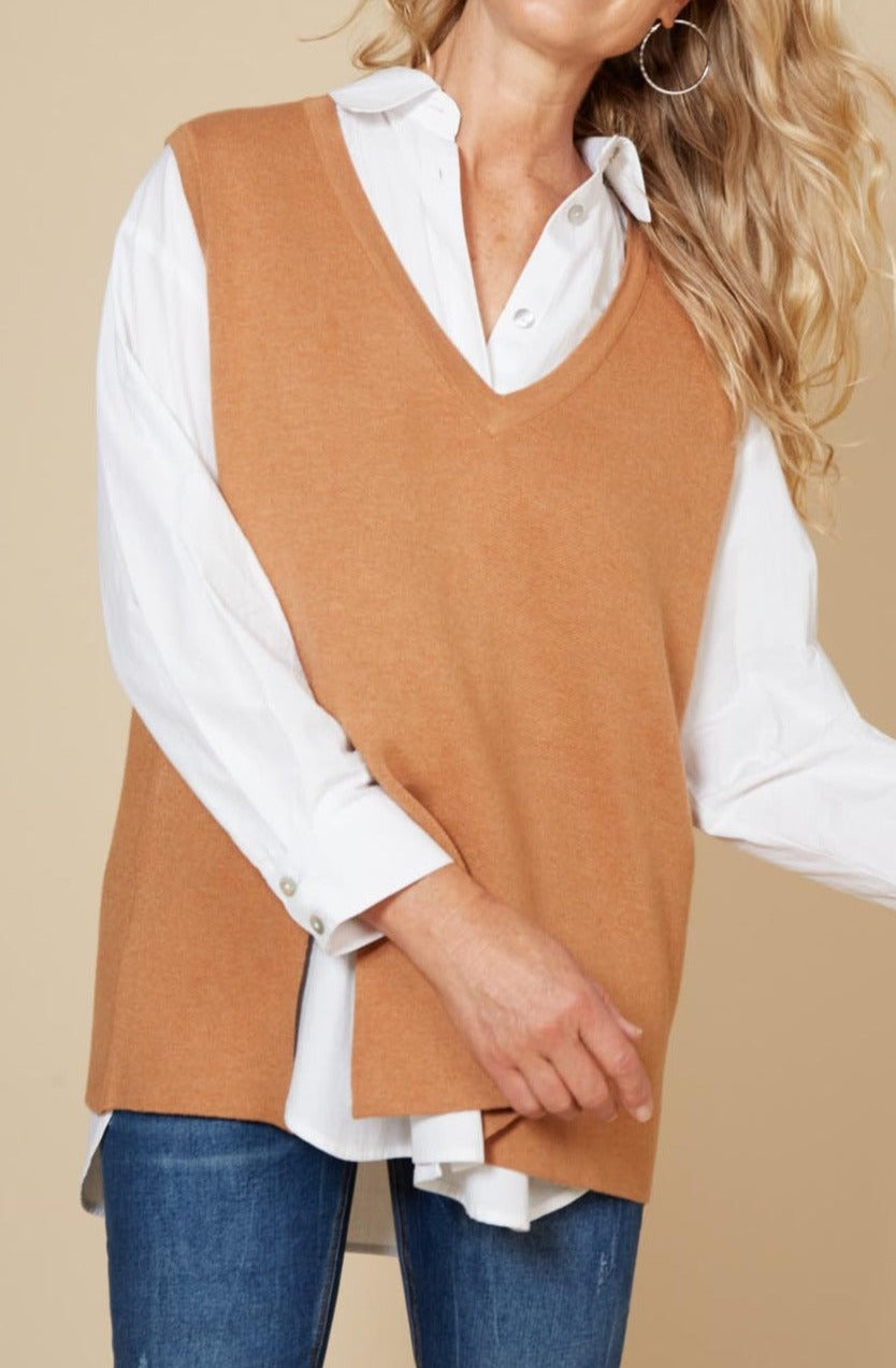 Cleo Vest - Caramel - eb&ive Clothing - Knit Vest