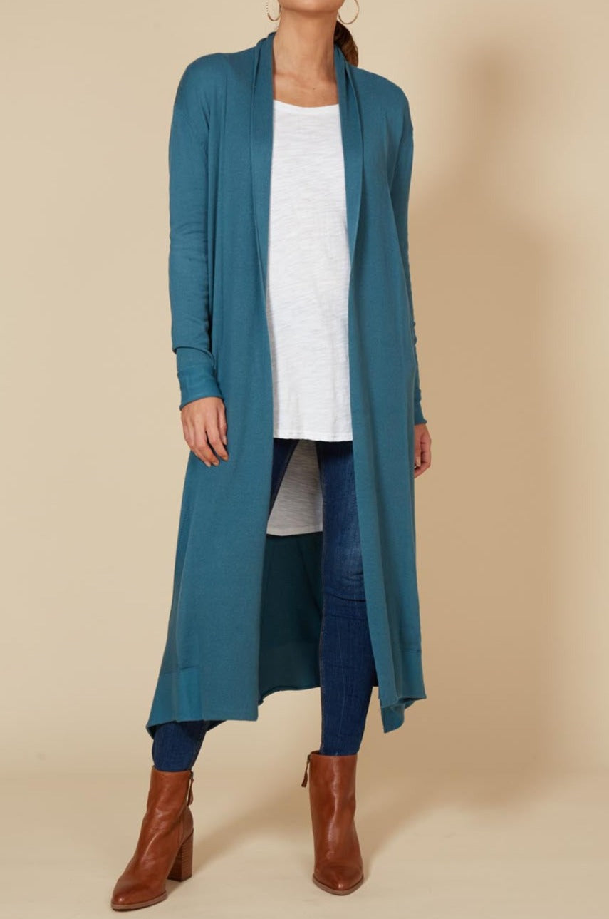 Cleo Longline Cardigan - Teal - eb&ive Clothing - Knit Cardigan Long One Size