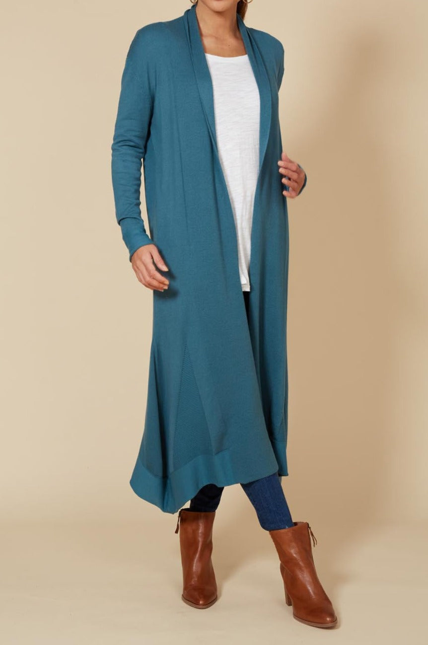 Cleo Longline Cardigan - Teal - eb&ive Clothing - Knit Cardigan Long One Size