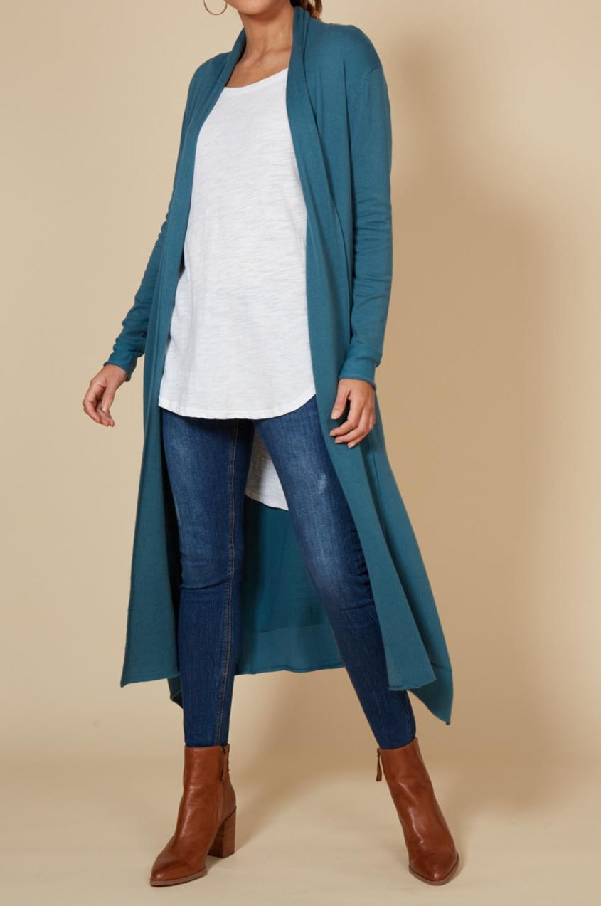 Cleo Longline Cardigan - Teal - eb&ive Clothing - Knit Cardigan Long One Size