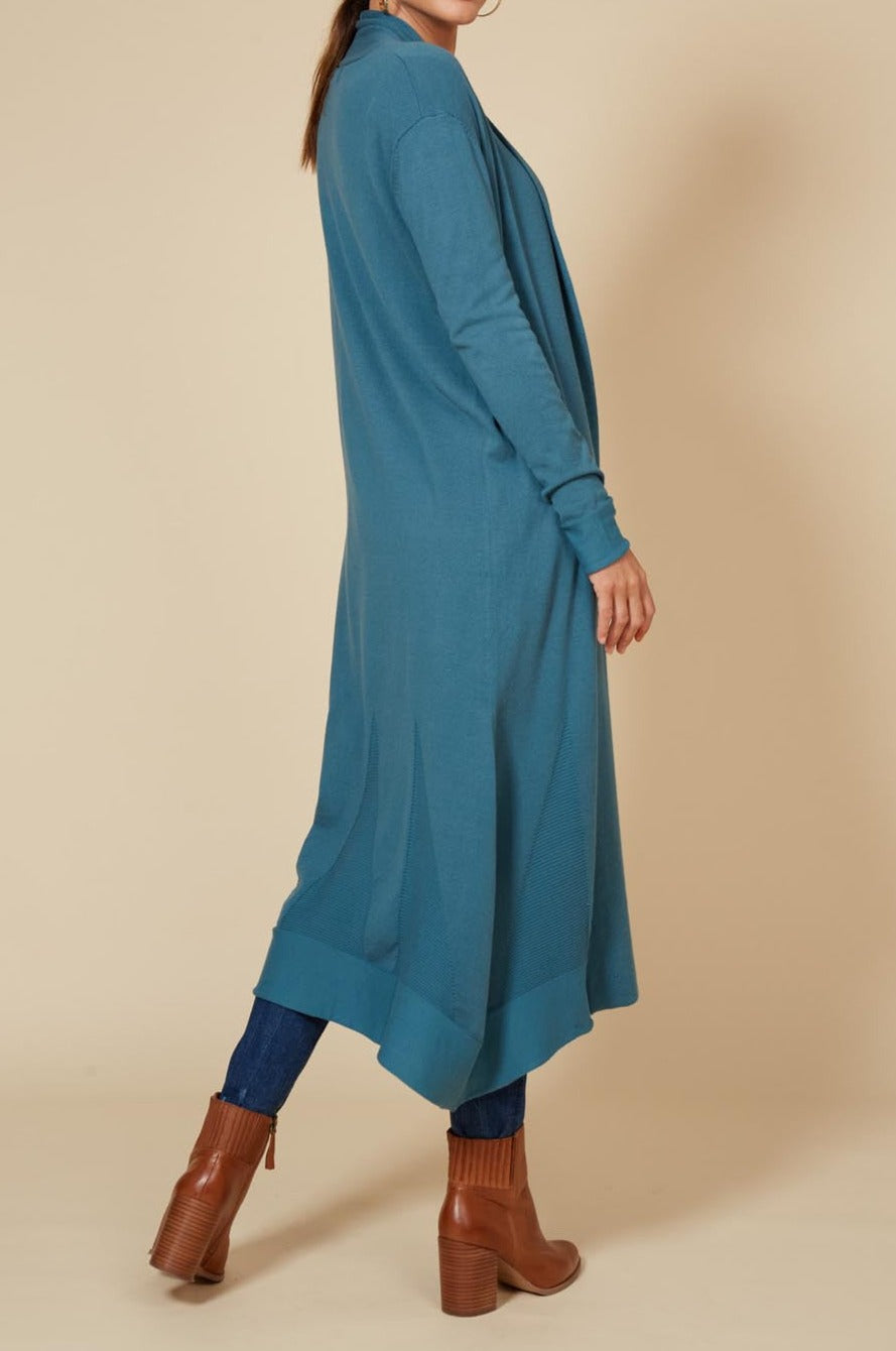 Cleo Longline Cardigan - Teal - eb&ive Clothing - Knit Cardigan Long One Size