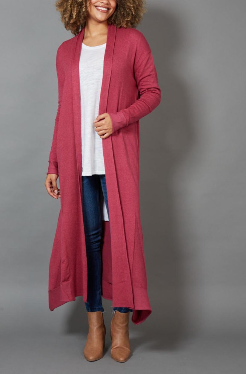 Cleo Longline Cardigan - Mulberry - eb&ive Clothing - Knit Cardigan Long One Size