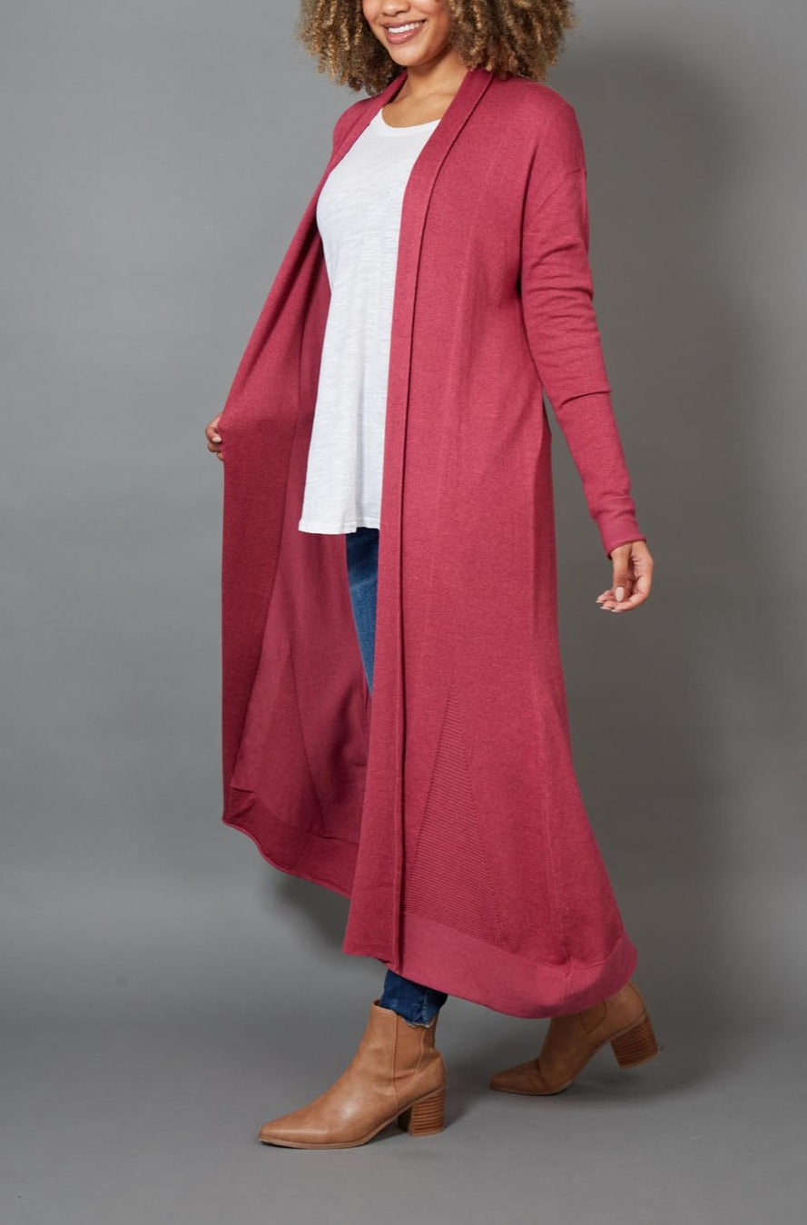 Cleo Longline Cardigan - Mulberry - eb&ive Clothing - Knit Cardigan Long One Size