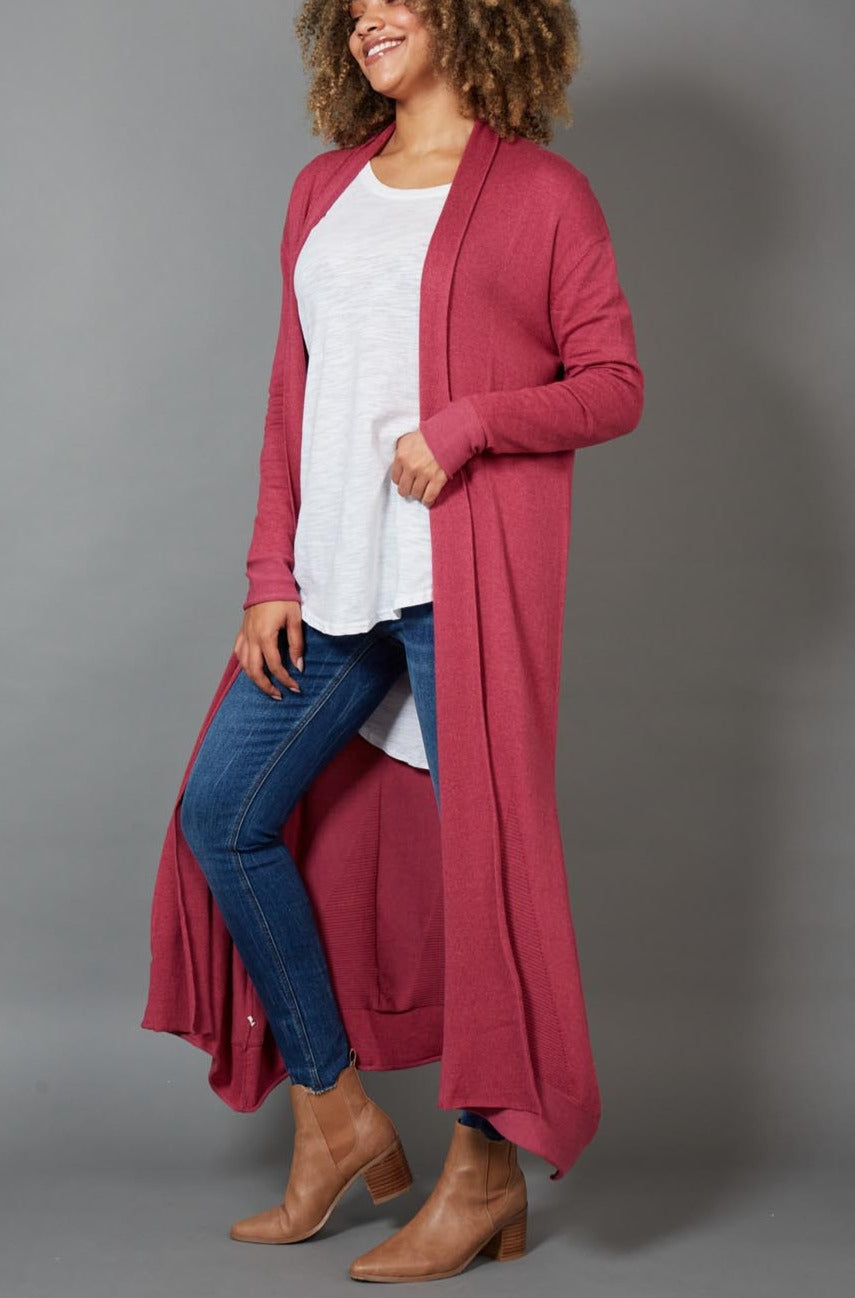 Cleo Longline Cardigan - Mulberry - eb&ive Clothing - Knit Cardigan Long One Size