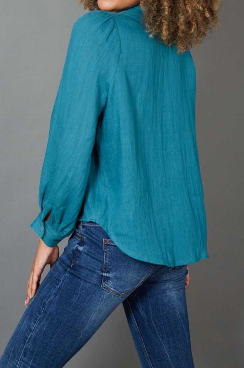 Diaz Blouse - Teal - eb&ive Clothing - Shirt L/S Linen