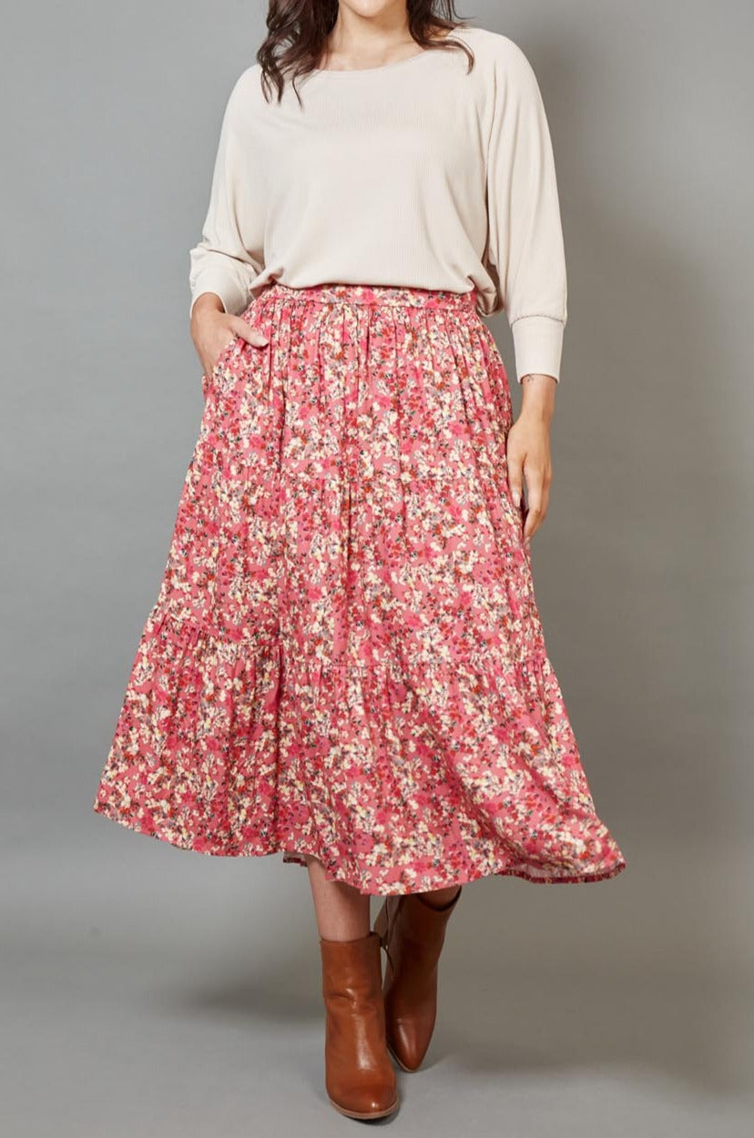 Milli Skirt - Rose Ditsy - eb&ive Clothing - Skirt Maxi