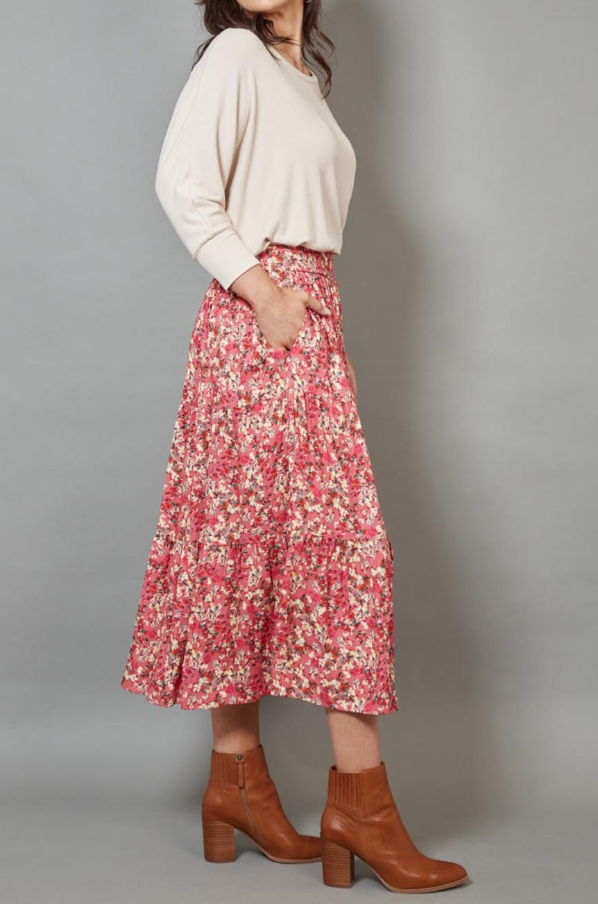 Milli Skirt - Rose Ditsy - eb&ive Clothing - Skirt Maxi