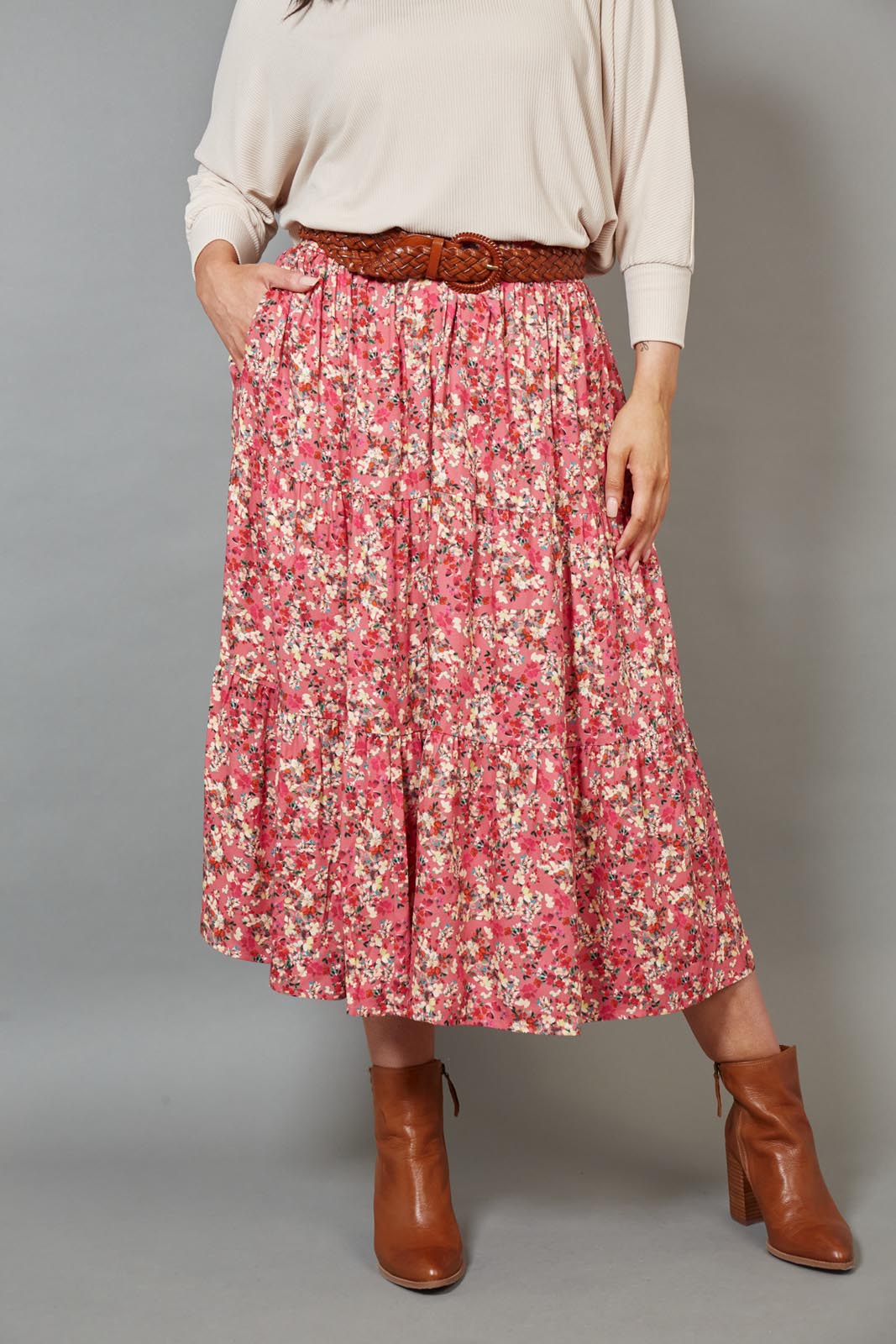 Milli Skirt - Rose Ditsy - eb&ive Clothing - Skirt Maxi