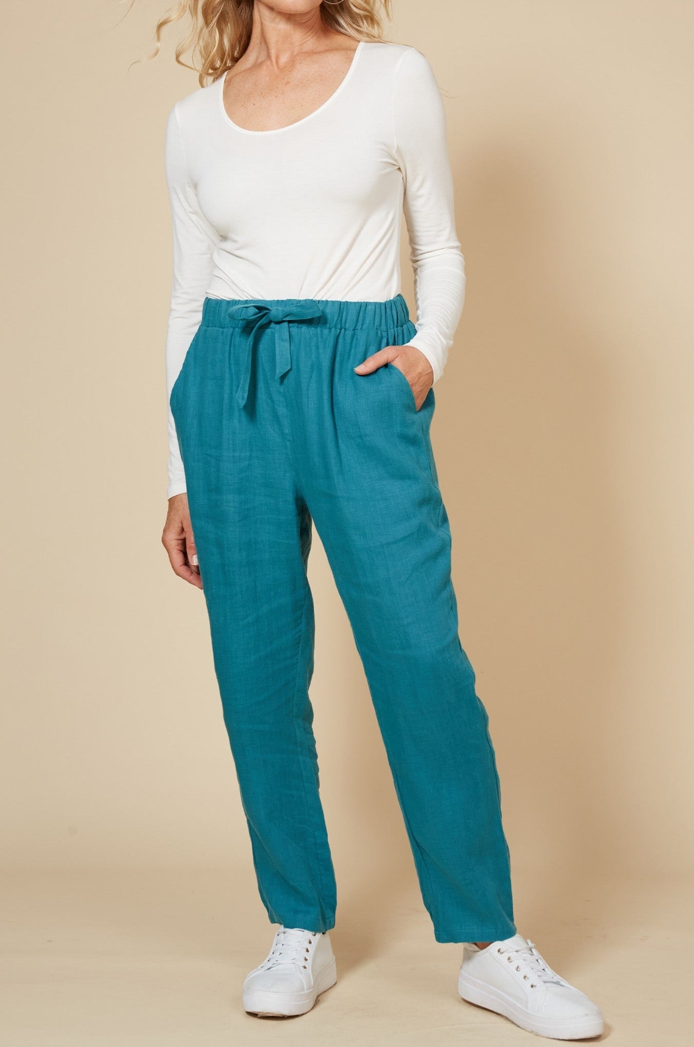 Diaz Relaxed Pant - Teal - eb&ive Clothing - Pant Relaxed Linen