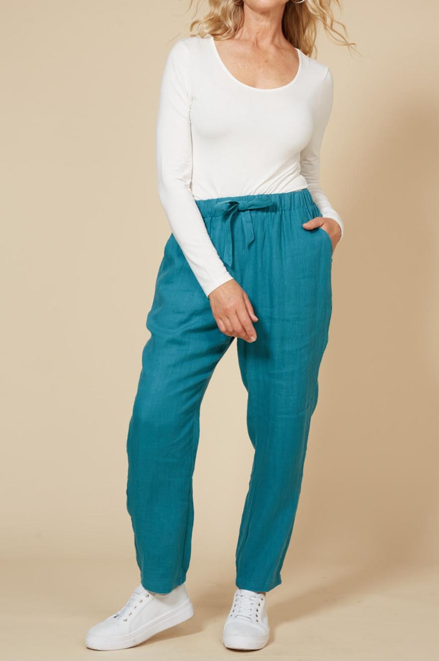 Diaz Relaxed Pant - Teal - eb&ive Clothing - Pant Relaxed Linen