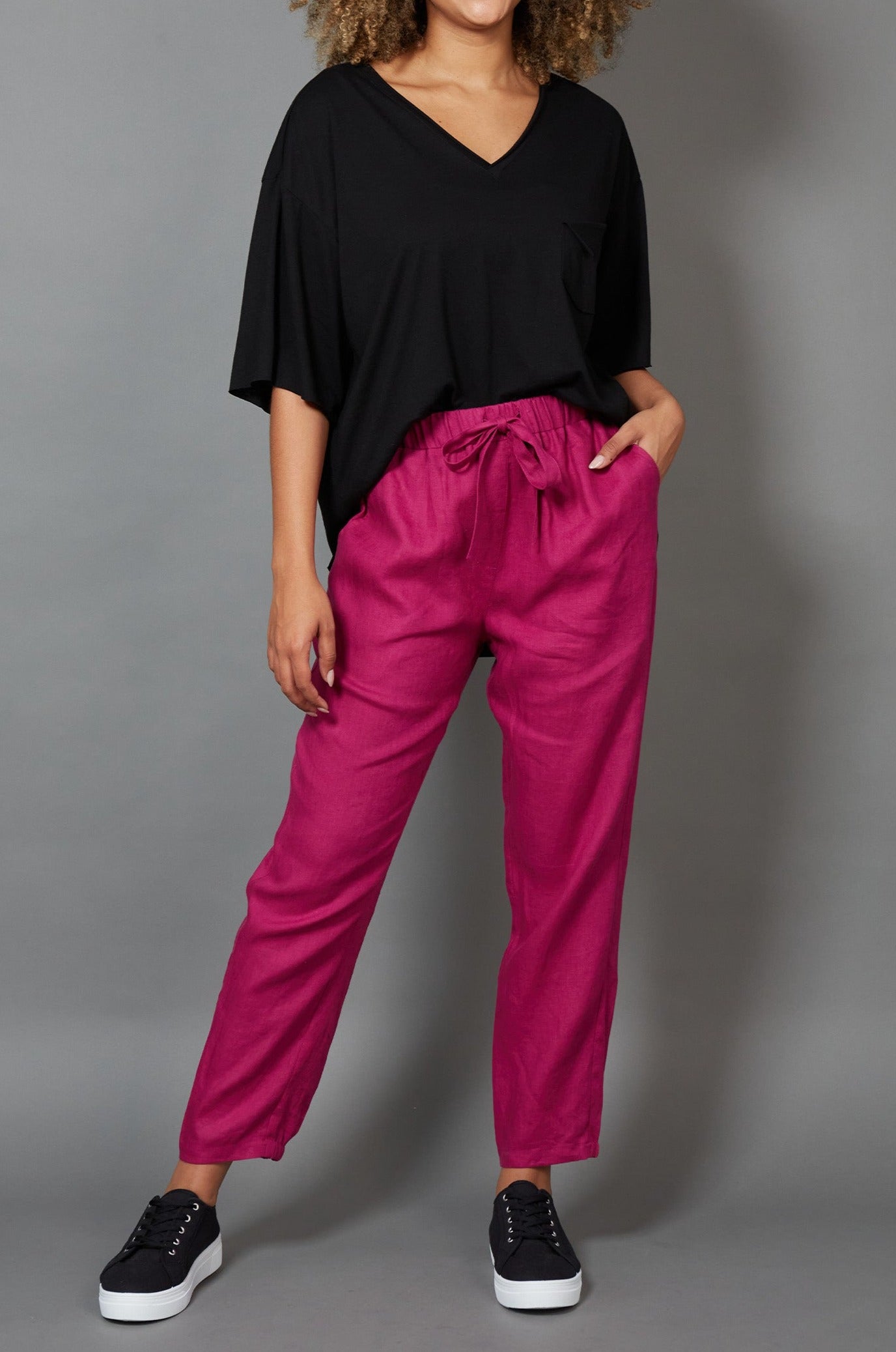 Diaz Relaxed Pant - Mulberry - eb&ive Clothing - Pant Relaxed Linen