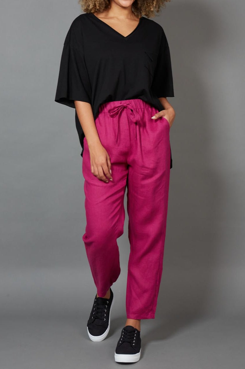 Diaz Relaxed Pant - Mulberry - eb&ive Clothing - Pant Relaxed Linen