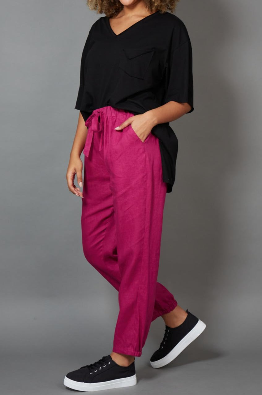 Diaz Relaxed Pant - Mulberry - eb&ive Clothing - Pant Relaxed Linen