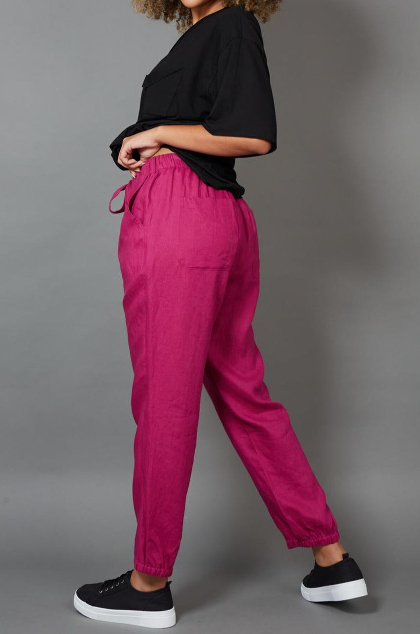 Diaz Relaxed Pant - Mulberry - eb&ive Clothing - Pant Relaxed Linen