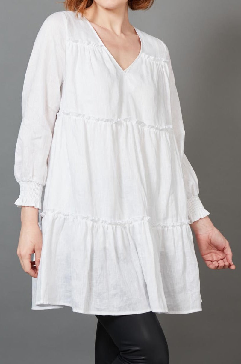 Diaz Dress - Blanc - eb&ive Clothing - Dress Mid Linen