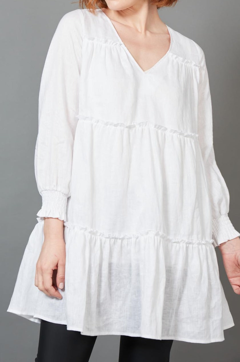 Diaz Dress - Blanc - eb&ive Clothing - Dress Mid Linen