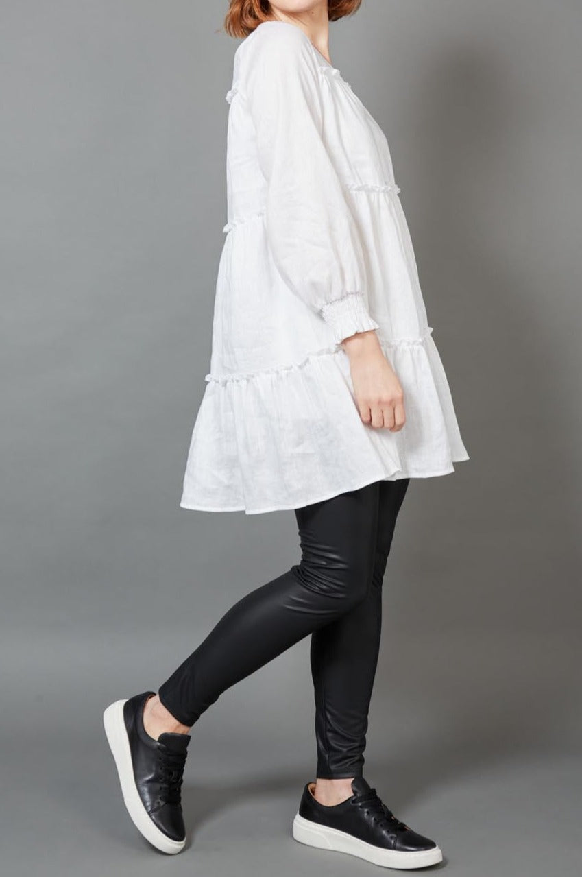 Diaz Dress - Blanc - eb&ive Clothing - Dress Mid Linen