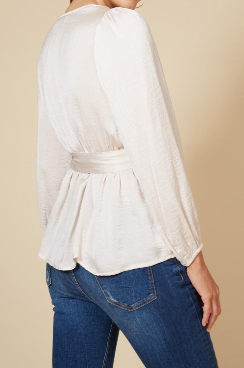 Winona Tie Top - Pearl - eb&ive Clothing - Top L/S Dressy