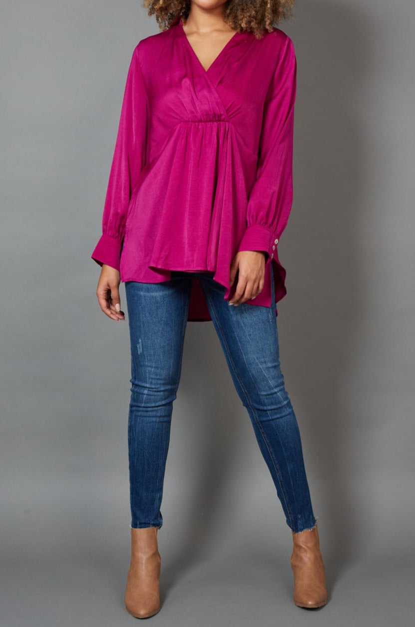 Winona Pleat Blouse - Mulberry - eb&ive Clothing - Top L/S Dressy