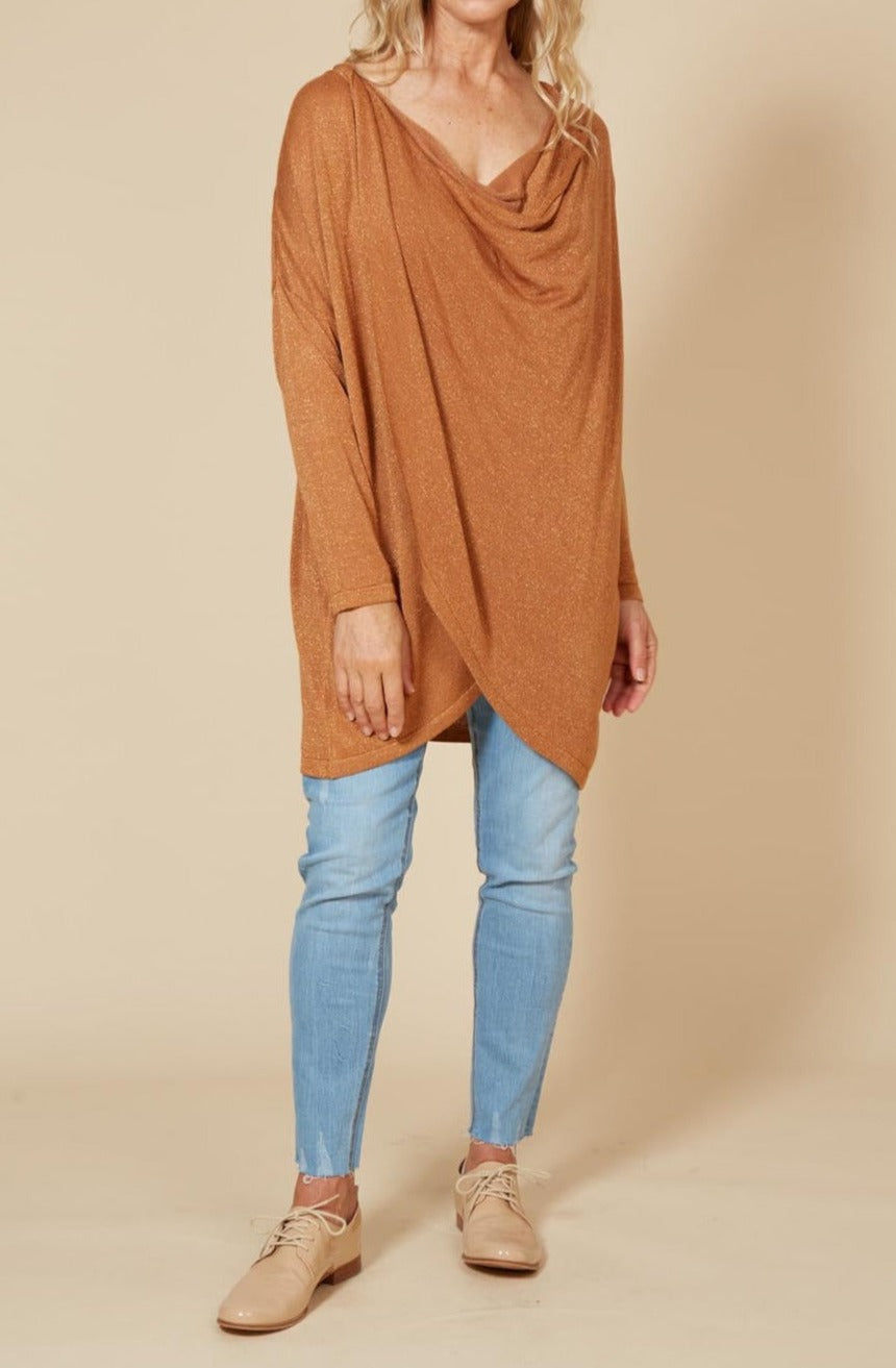 Tyra Cowl Knit - Caramel - eb&ive Clothing - Top L/S Dressy