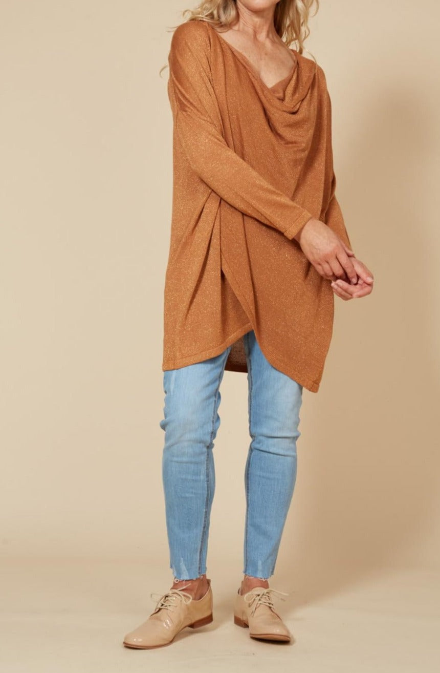 Tyra Cowl Knit - Caramel - eb&ive Clothing - Top L/S Dressy