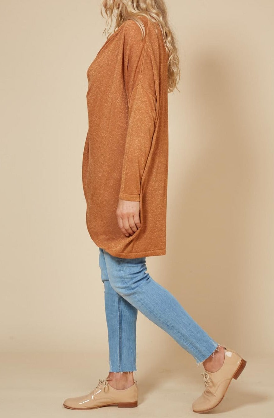 Tyra Cowl Knit - Caramel - eb&ive Clothing - Top L/S Dressy