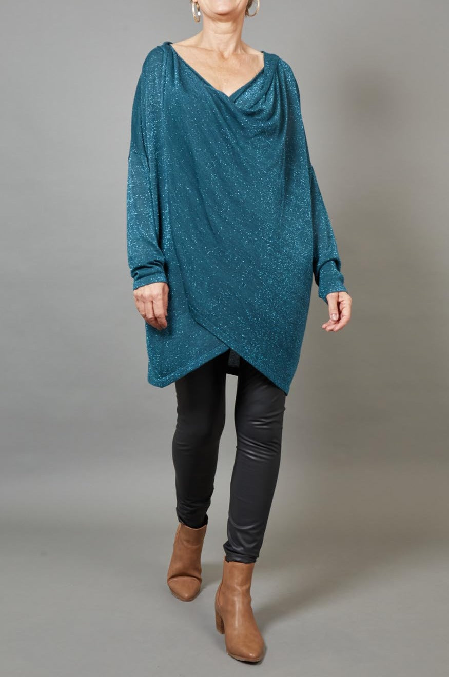 Tyra Cowl Knit - Teal - eb&ive Clothing - Top L/S Dressy