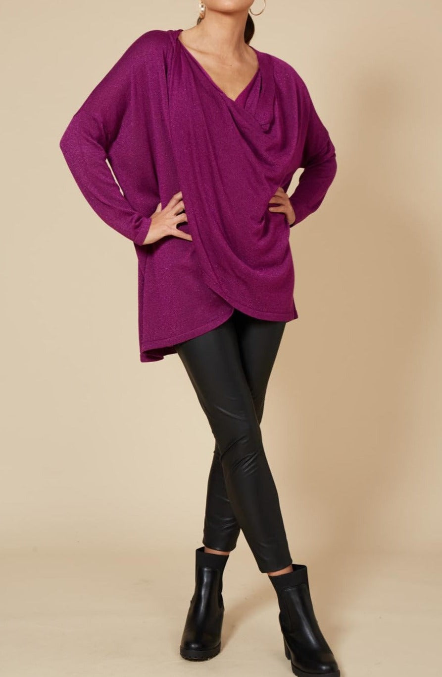 Tyra Cowl Knit - Mulberry - eb&ive Clothing - Top L/S Dressy