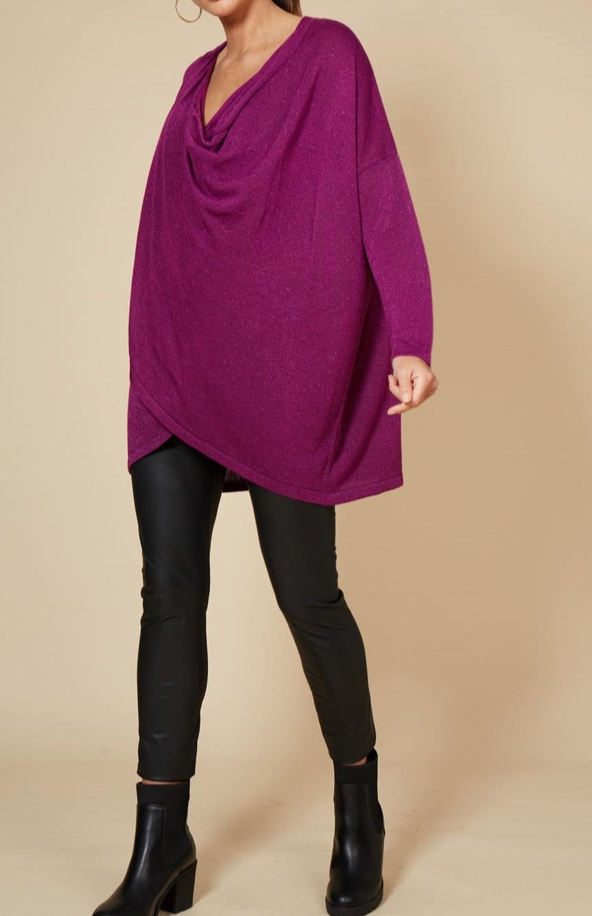 Tyra Cowl Knit - Mulberry - eb&ive Clothing - Top L/S Dressy