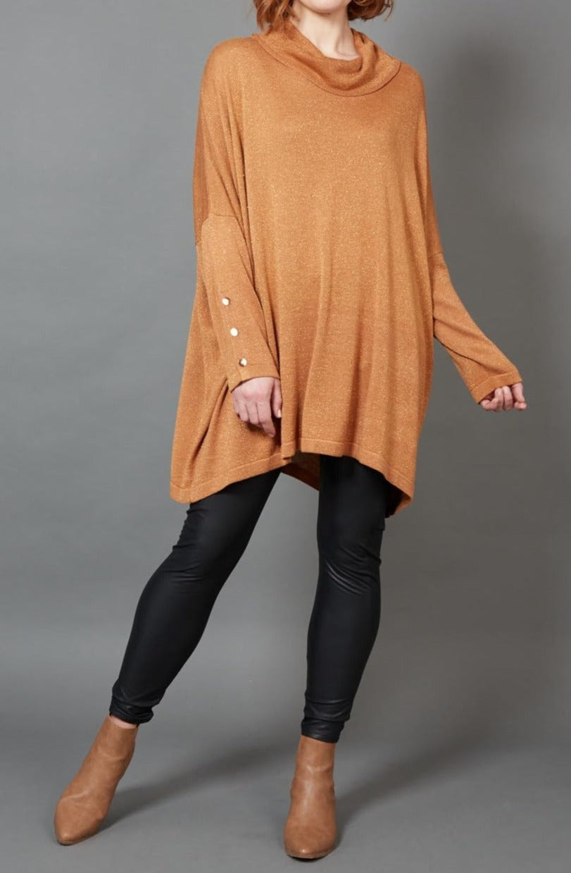 Tyra Roll Knit - Caramel - eb&ive Clothing - Top L/S Dressy