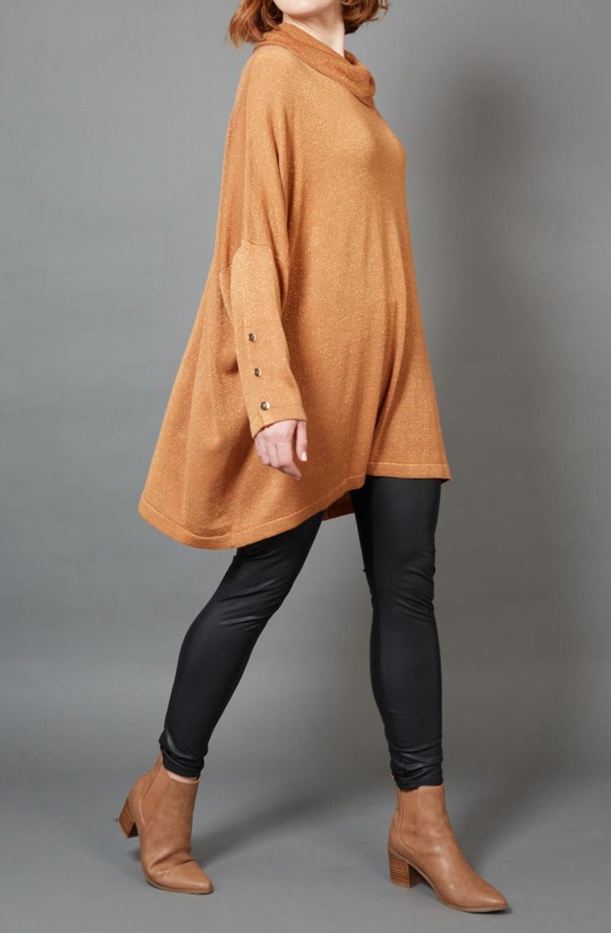 Tyra Roll Knit - Caramel - eb&ive Clothing - Top L/S Dressy