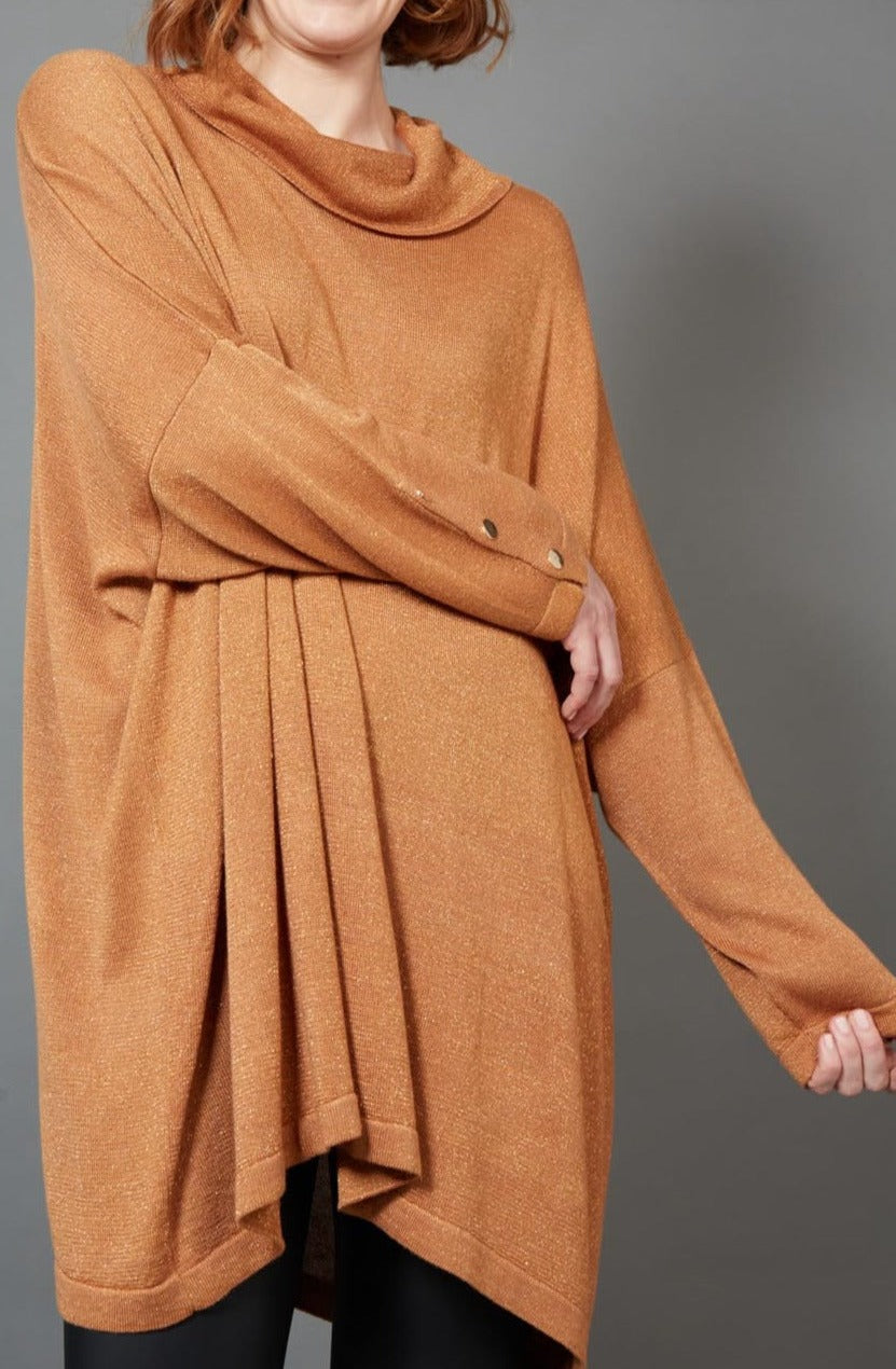 Tyra Roll Knit - Caramel - eb&ive Clothing - Top L/S Dressy