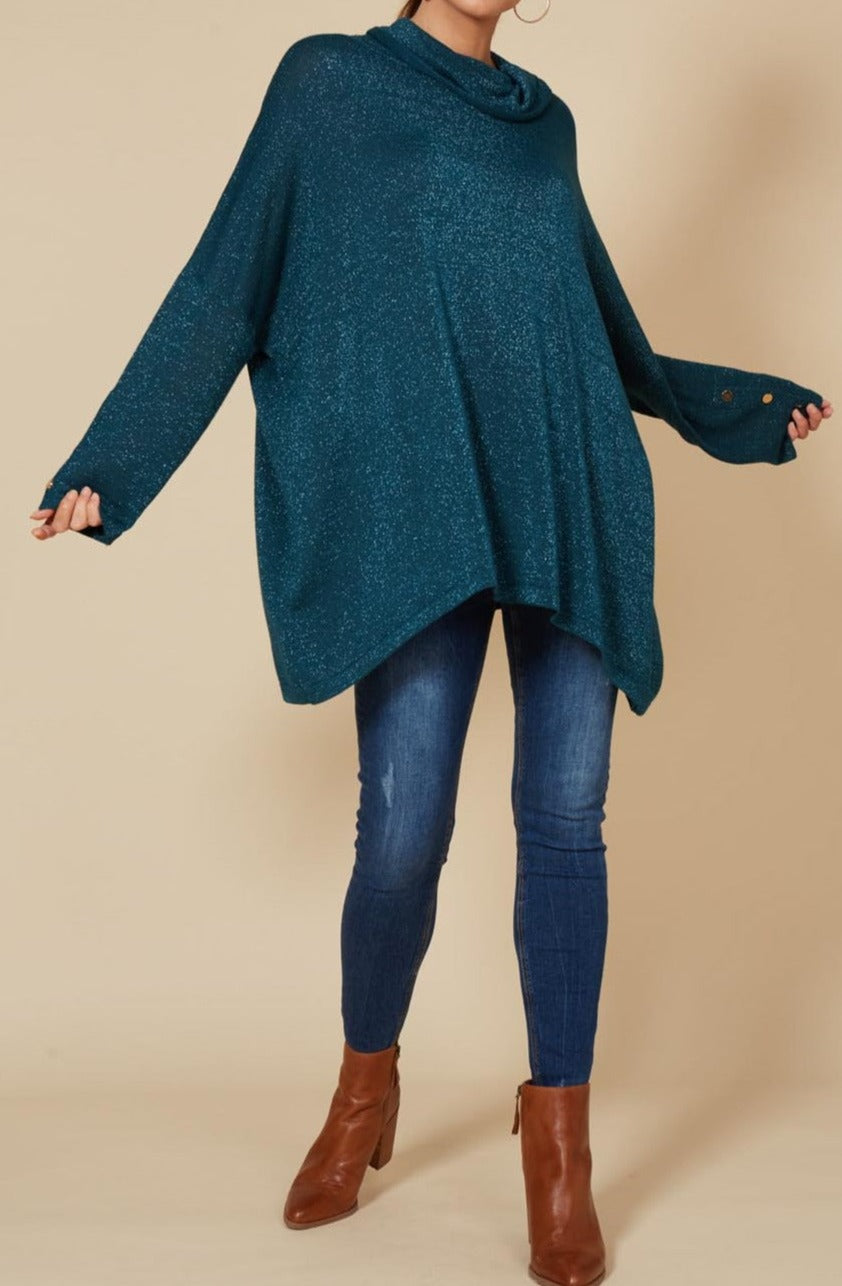 Tyra Roll Knit - Teal - eb&ive Clothing - Top L/S Dressy