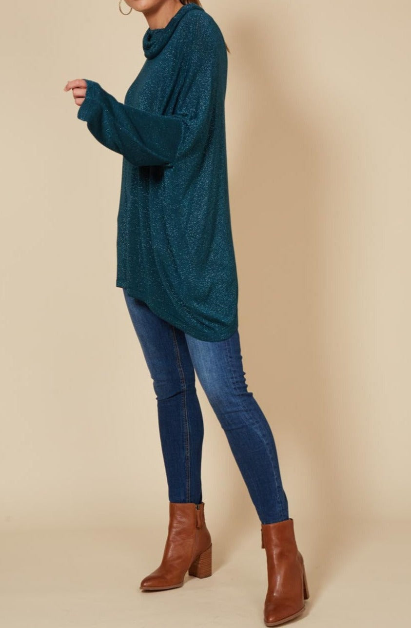 Tyra Roll Knit - Teal - eb&ive Clothing - Top L/S Dressy