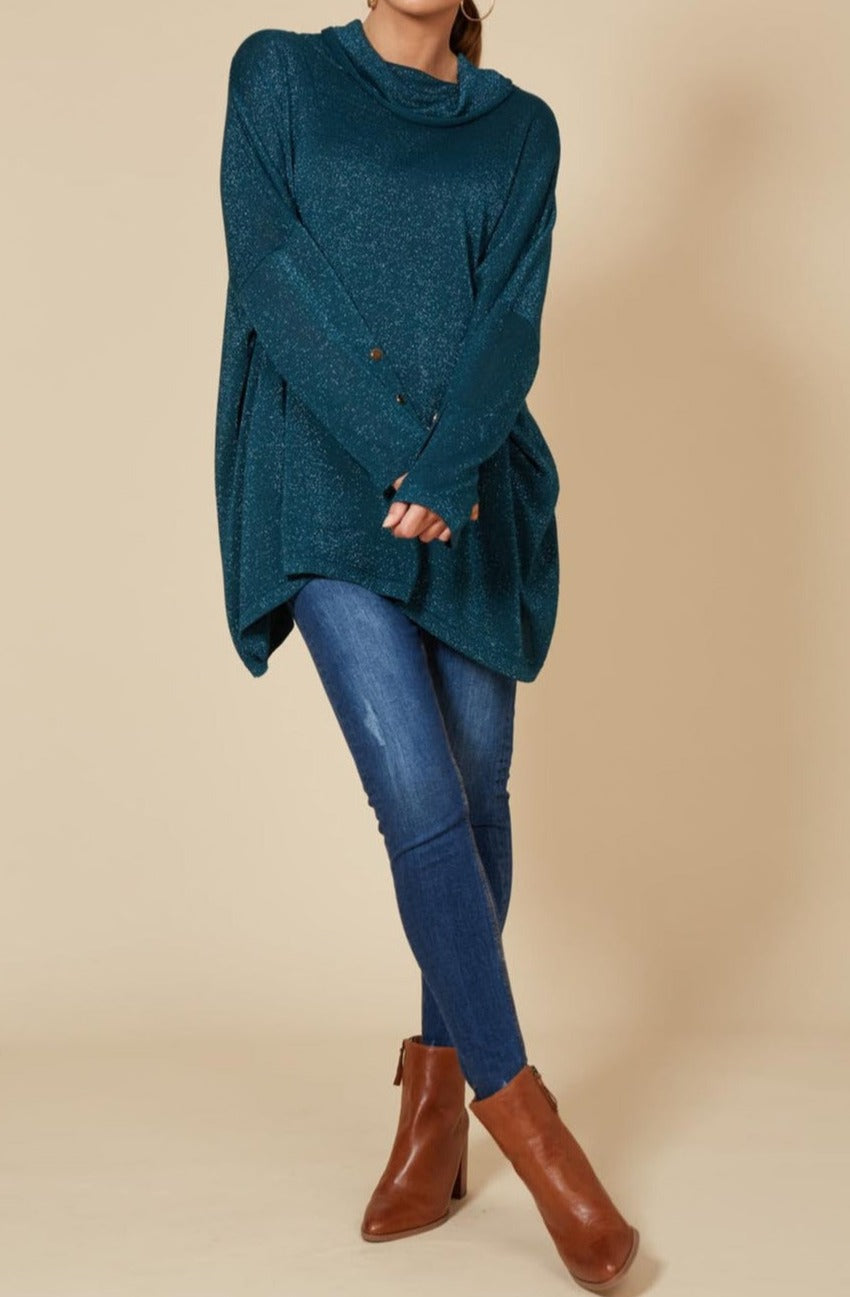 Tyra Roll Knit - Teal - eb&ive Clothing - Top L/S Dressy